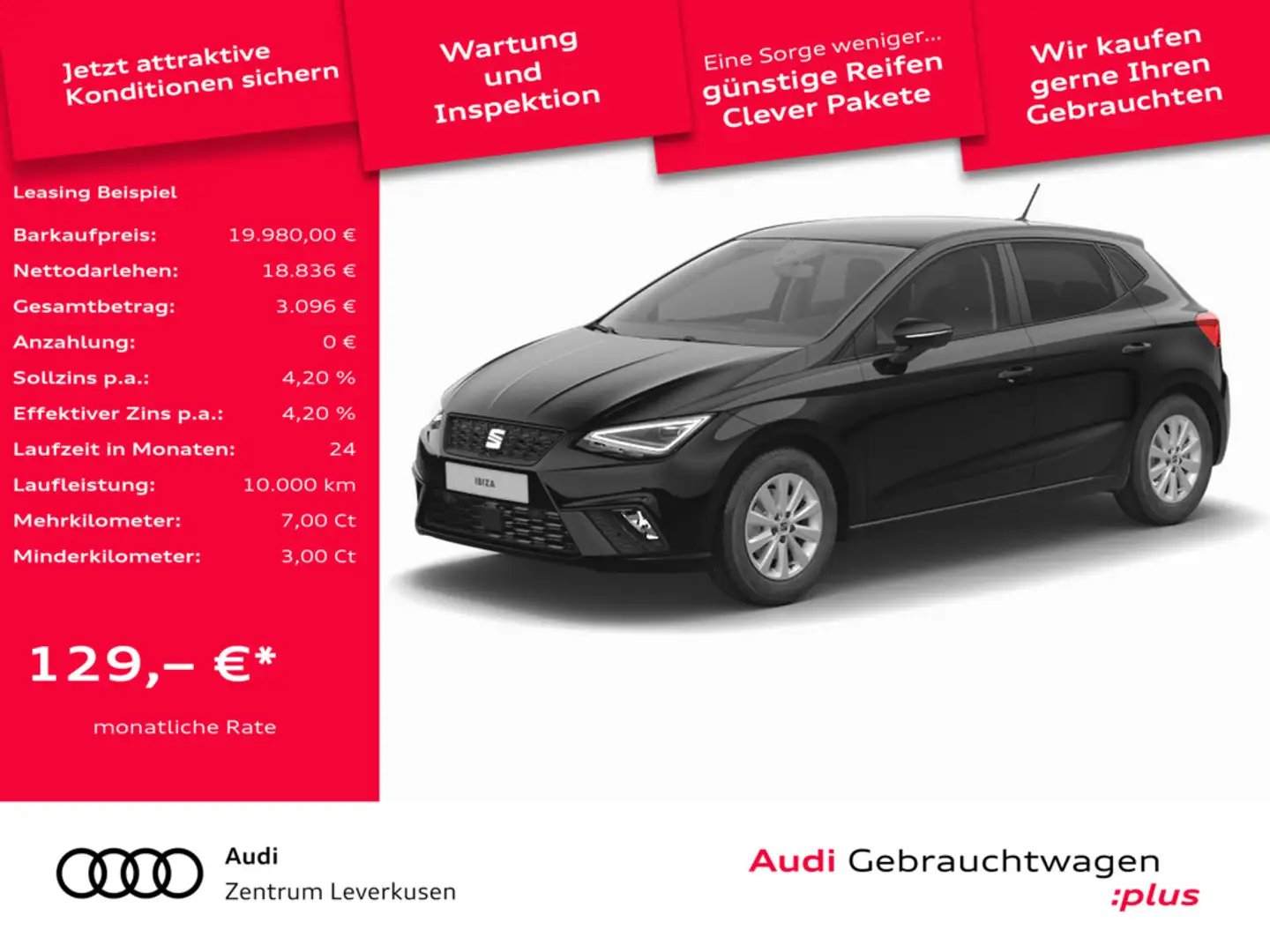 SEAT Ibiza 1.0 TSI Style SHZ NAVI ACC FACEL. LED Schwarz - 1
