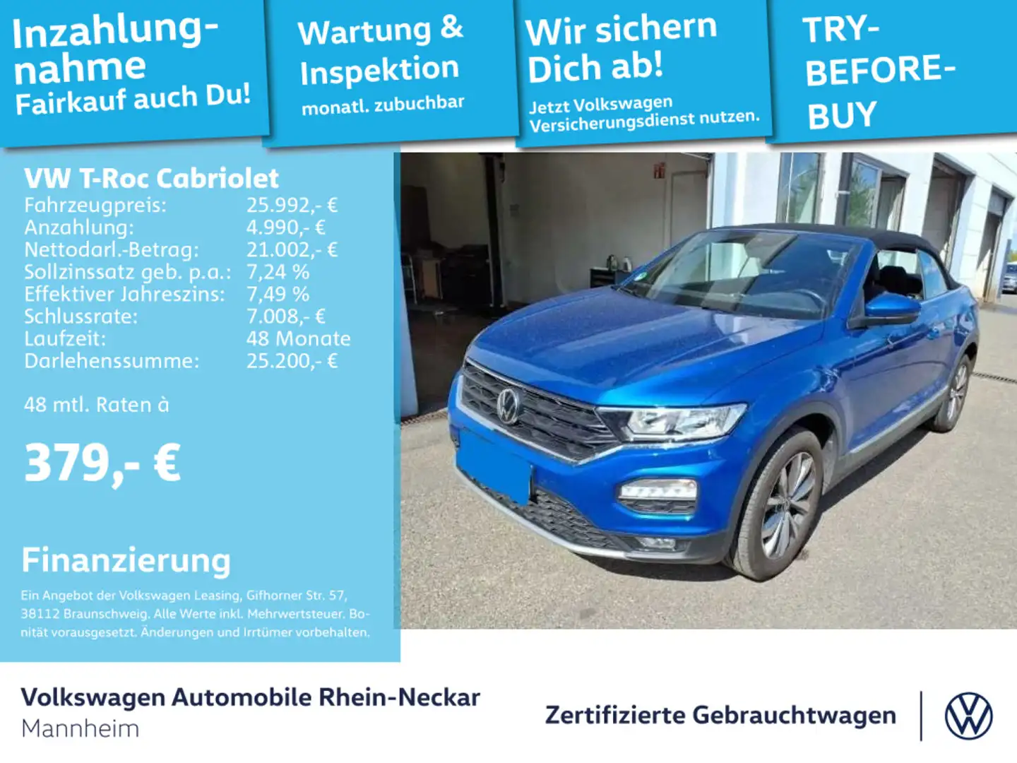Volkswagen T-Roc 1.5 TSI Style DSG Navi PDC uvm Blau - 1