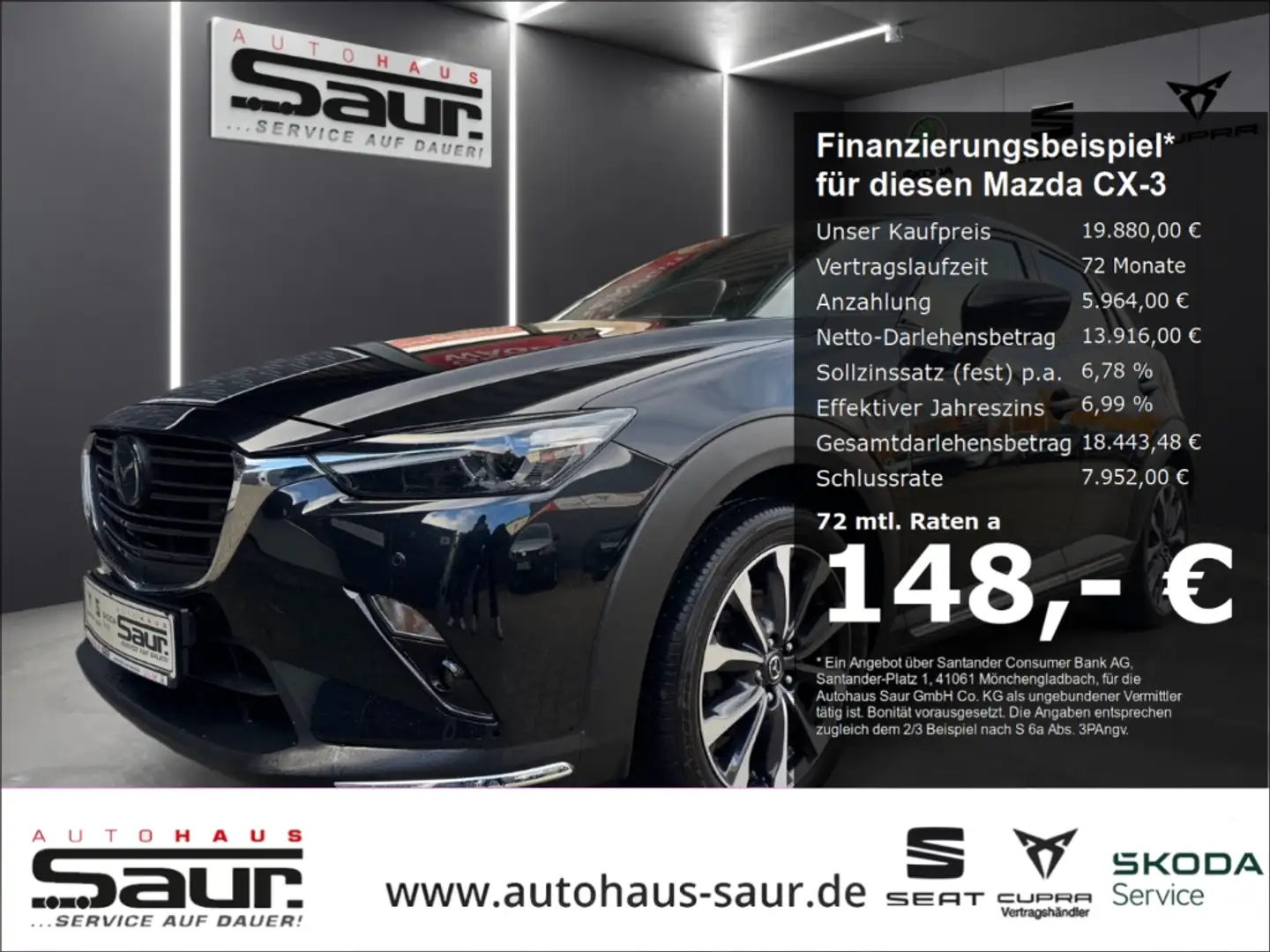 Mazda CX-3 2.0 SKYACTIV-G Automatic MATRIX LED SHZ KLIMA NAVI Noir - 1
