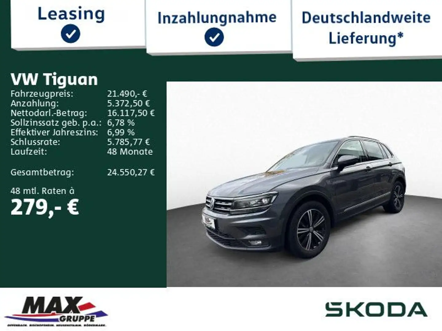 Volkswagen Tiguan Join 2.0 TDI 110kW AHK+ACC+NAVI+STDHZG Gris - 1