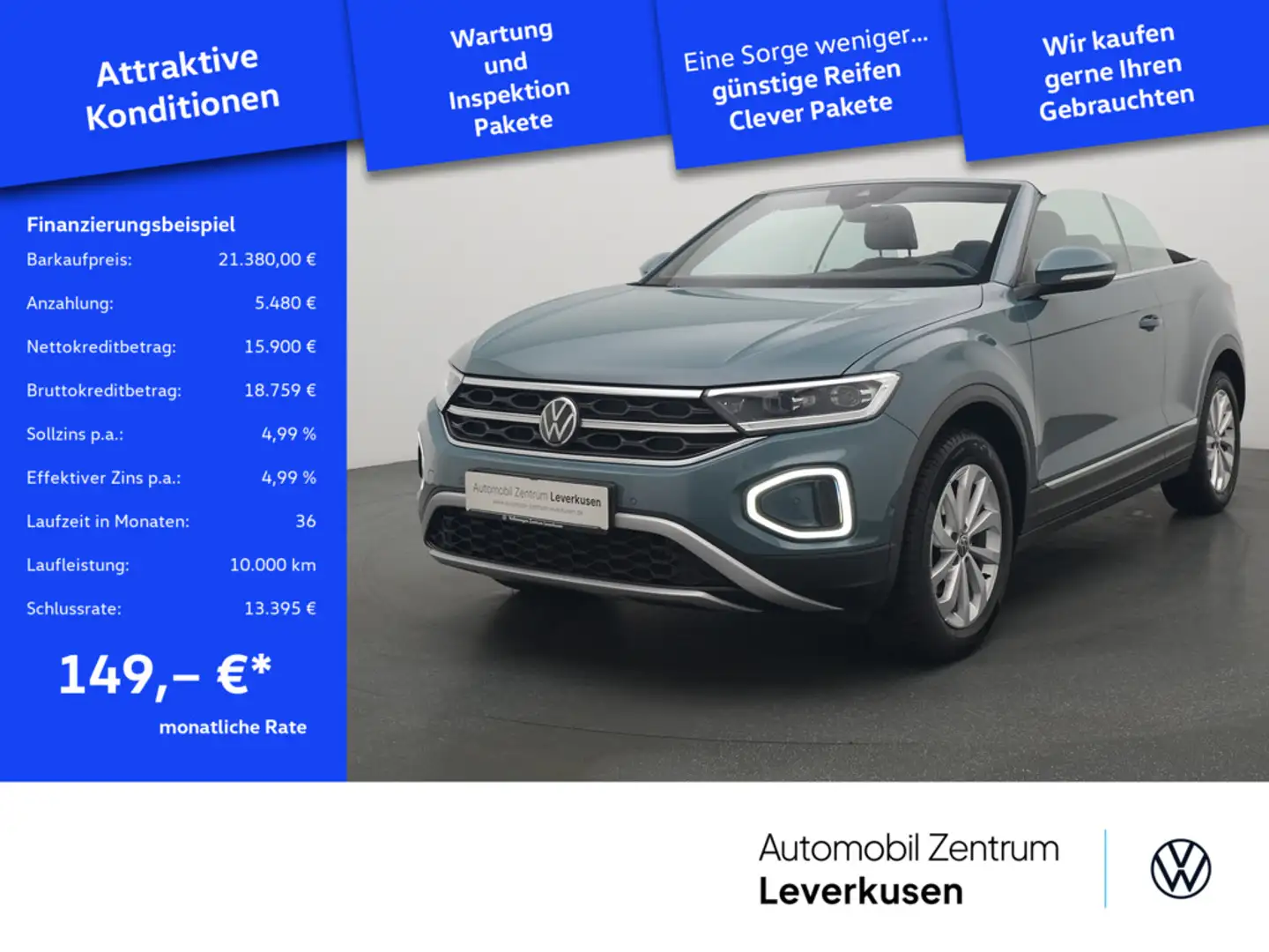 Volkswagen T-Roc Cabrio Style LED SHZ NAVI PDC ACC KLIMA Blau - 1
