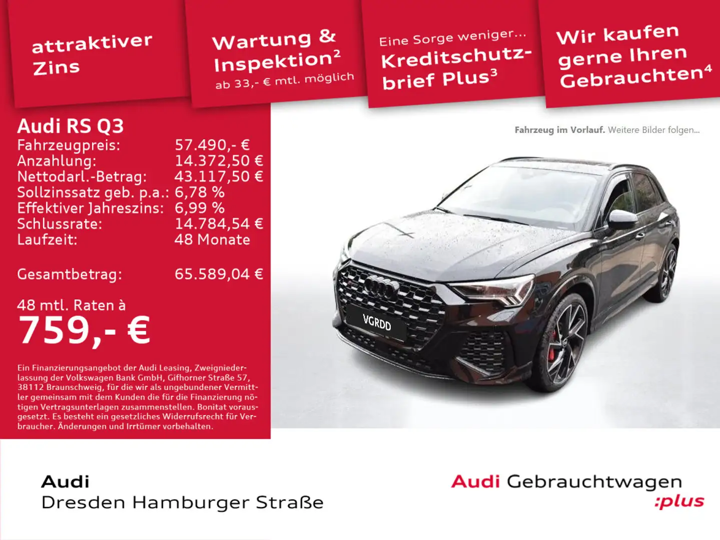 Audi RS Q3 2.5 TFSI quattro Matrix Navi Pano B&O AHZV Schwarz - 1
