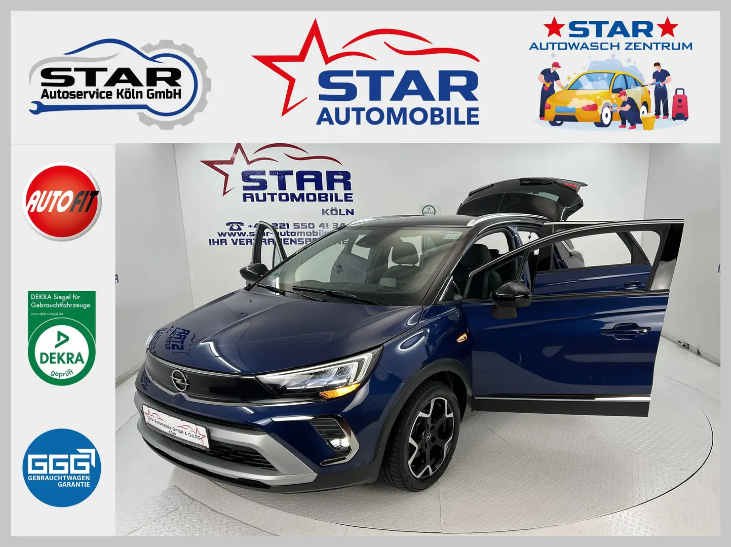 Opel Crossland X Ultimate*1,5-88KW*Head-Up*NAVI*TEMP*SH*180°*EU6 Bleu - 1
