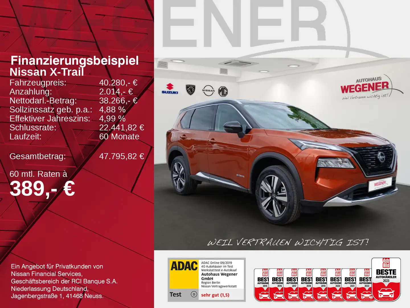 Nissan X-Trail X-TRAIL 1.5 VC-T e-Power 204PS 4x2 TEKNA Navi 36 Orange - 2