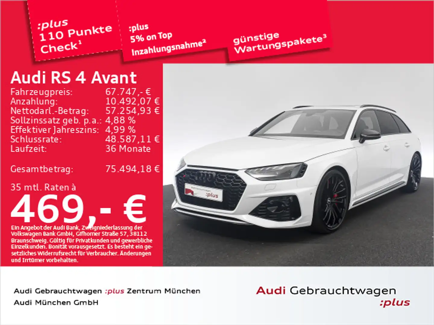 Audi RS4 RS4 Avant Pano/Dynamik/Keramik/UPE:125"/Virtual+ Blanc - 1