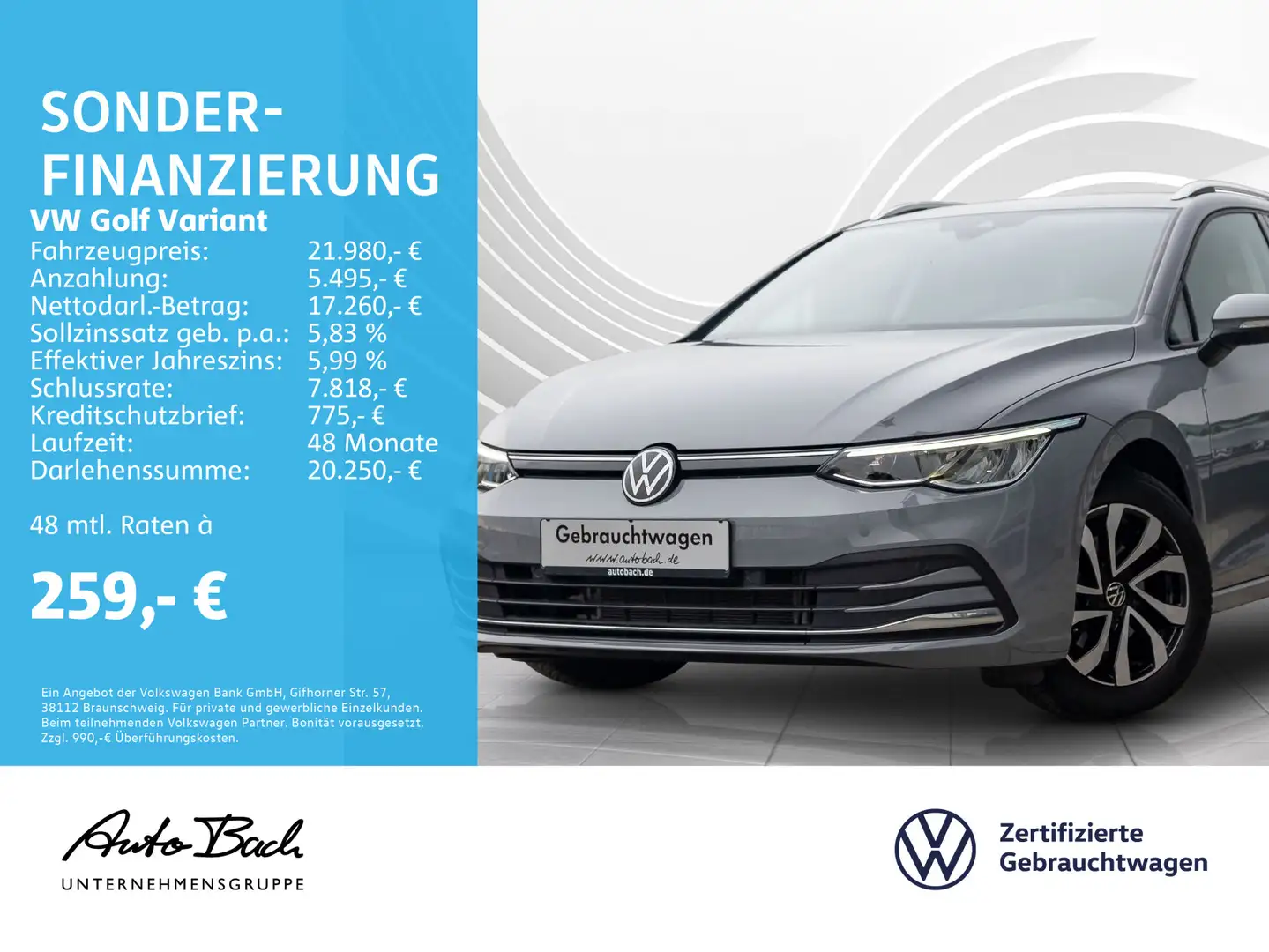 Volkswagen Golf Variant Golf VIII Variant 1.0 TSI "ACTIVE" Navi LED Digi Grau - 1