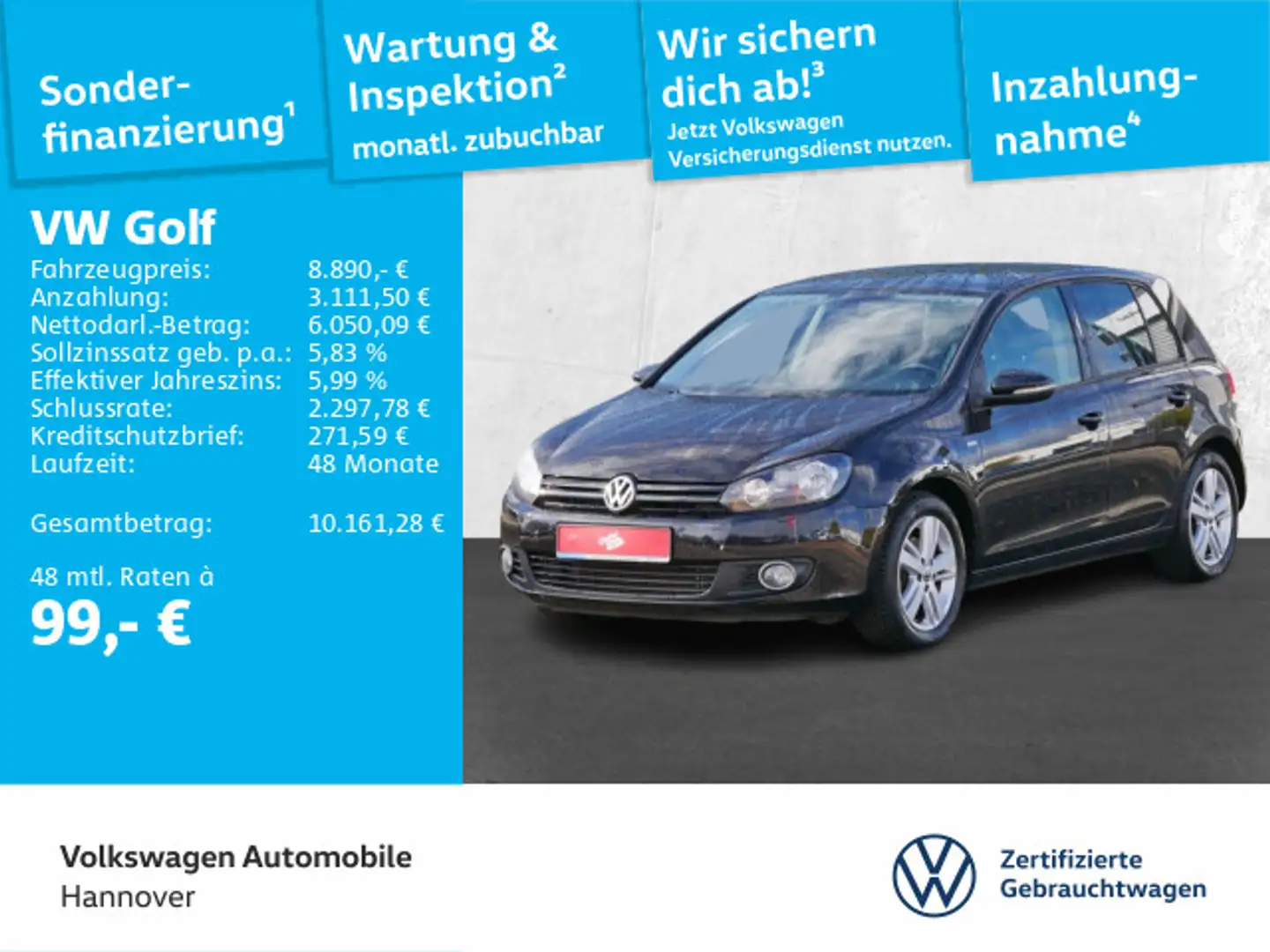 Volkswagen Golf VI 1.2 TSI Match AHK PDC SHZ GRA Climatroni Schwarz - 1