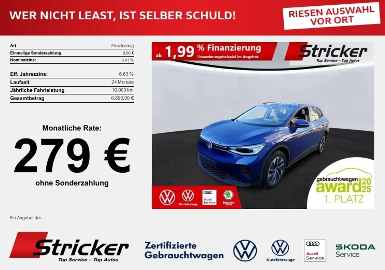 Volkswagen ID.4 Pro Performance 150/77 279,-ohne Anzahlung Navi A Bleu - 1
