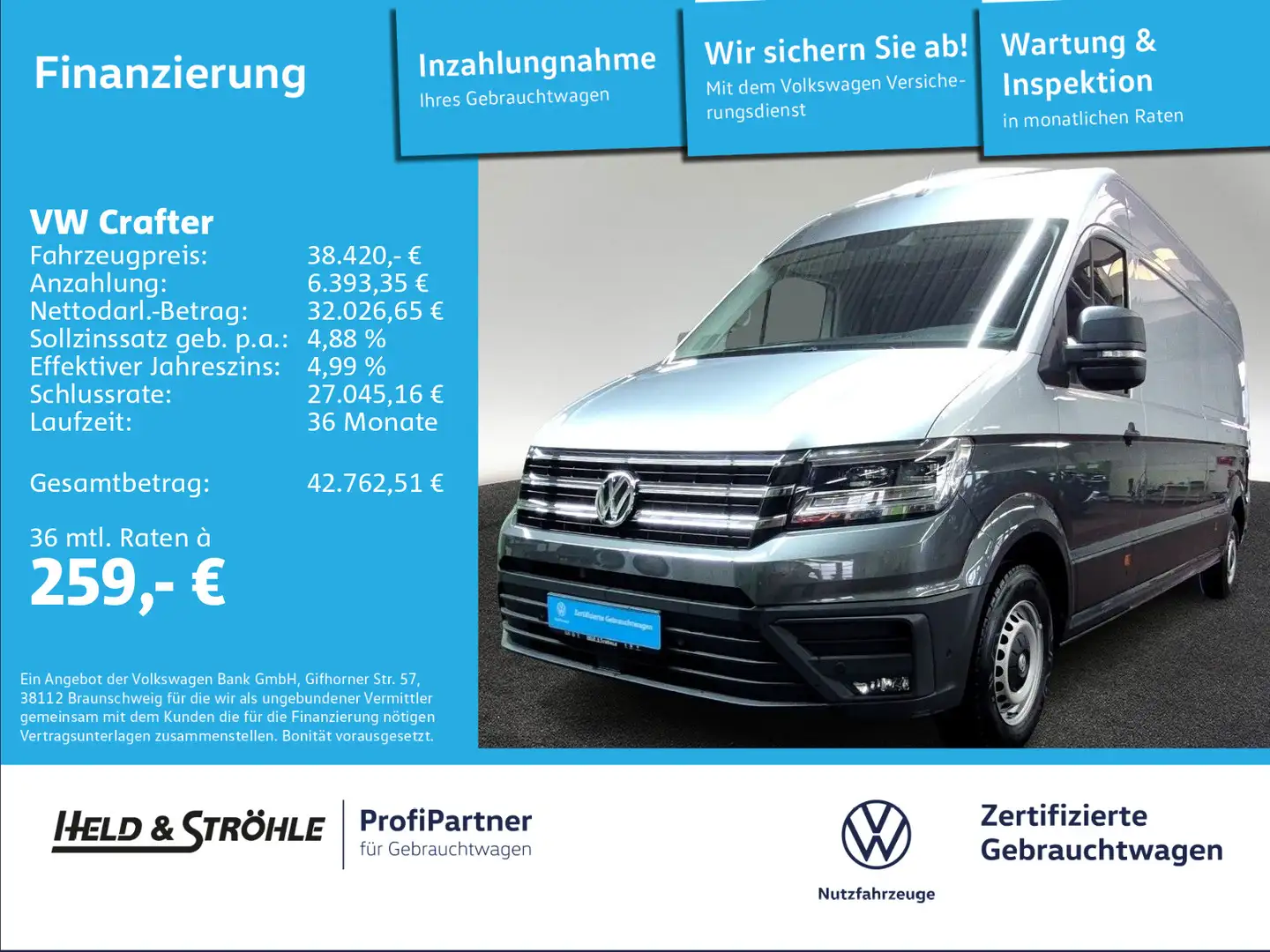 Volkswagen Crafter 35 Kasten L3H2 Trendline ACC LED NAVI RF Silber - 1