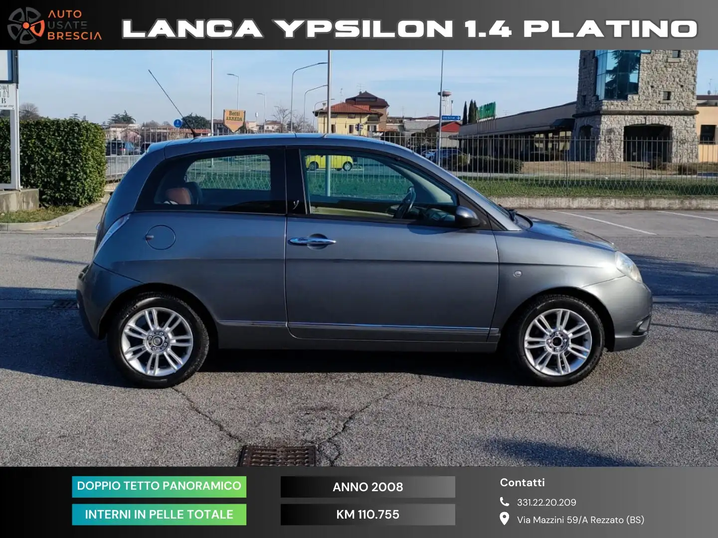 Lancia Ypsilon 1.4 16v Platino *Tetto Panoramico/Interni Pelle* Сірий - 2