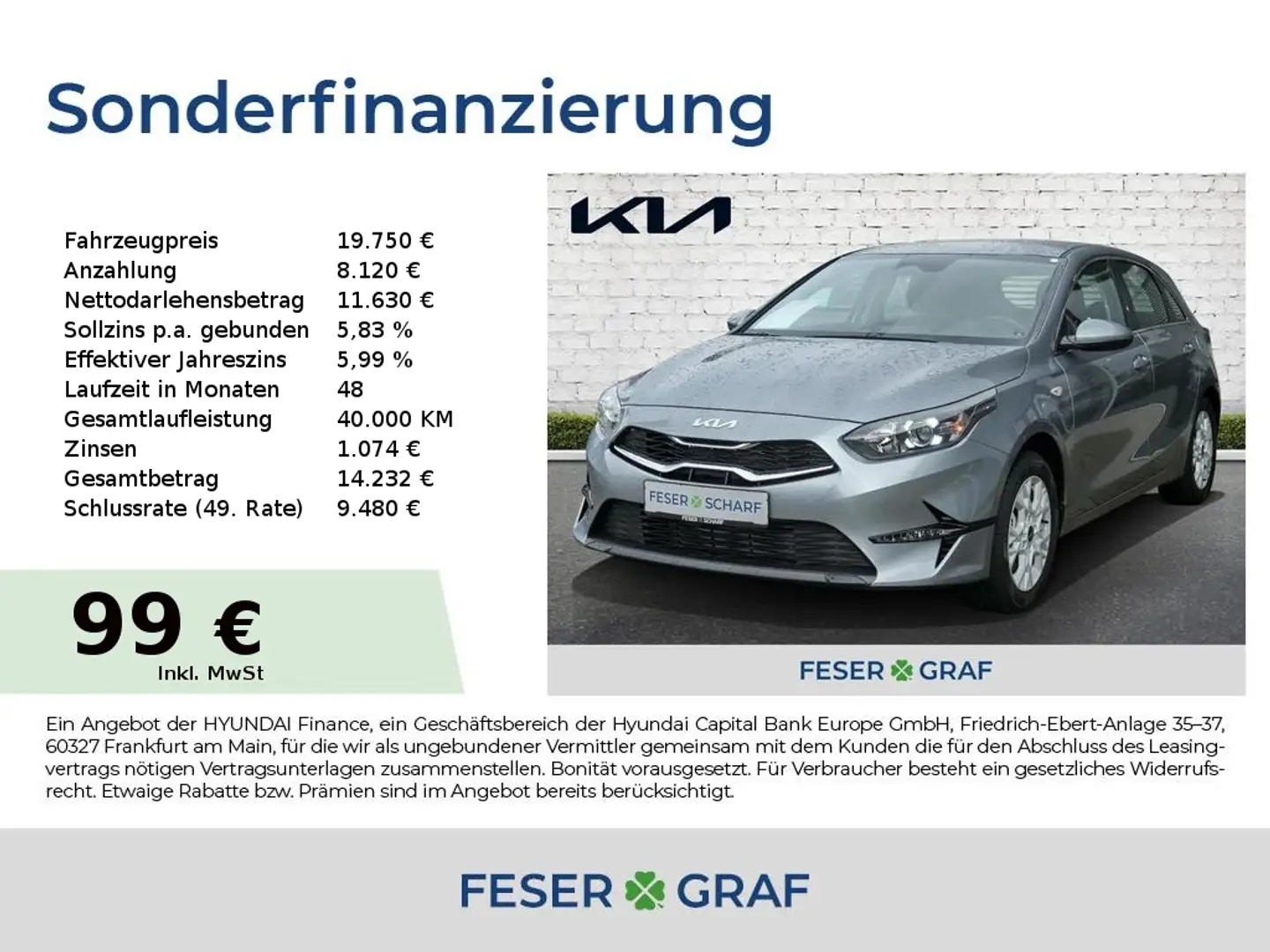 Kia Ceed / cee'd 1.0T 100 VISION STANDARD NAVI KAMERA UVM. Argent - 1