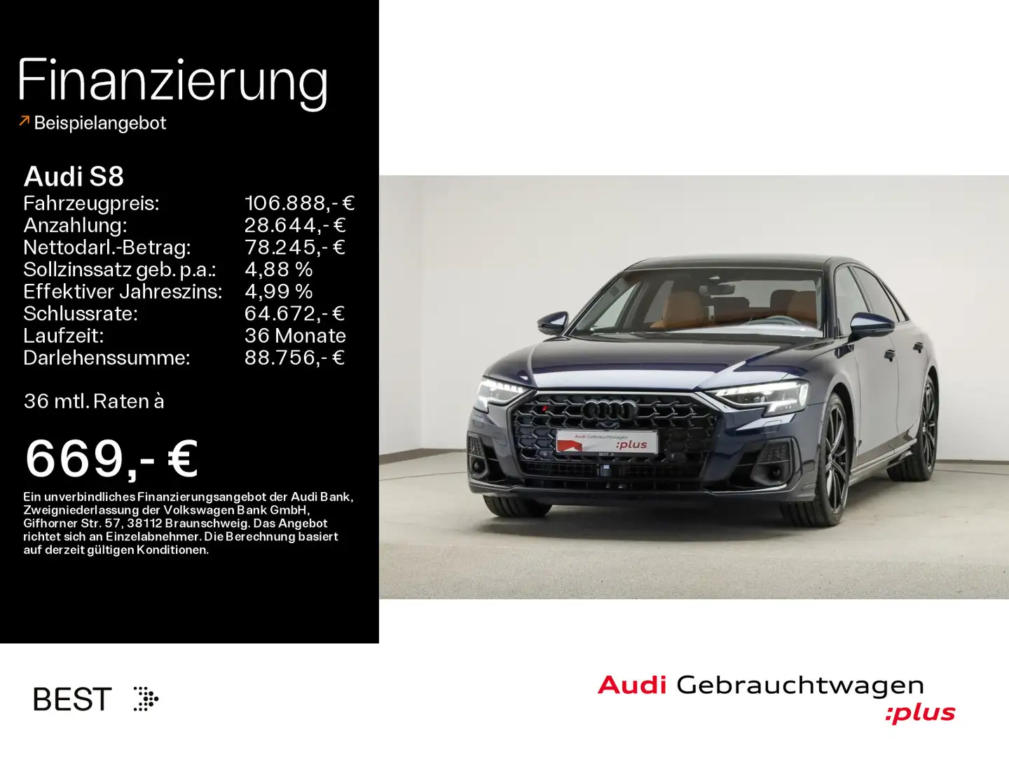 Audi S8 TFSI Digi Matrix*Pano*Assist*HUD*B&O Lilla - 1