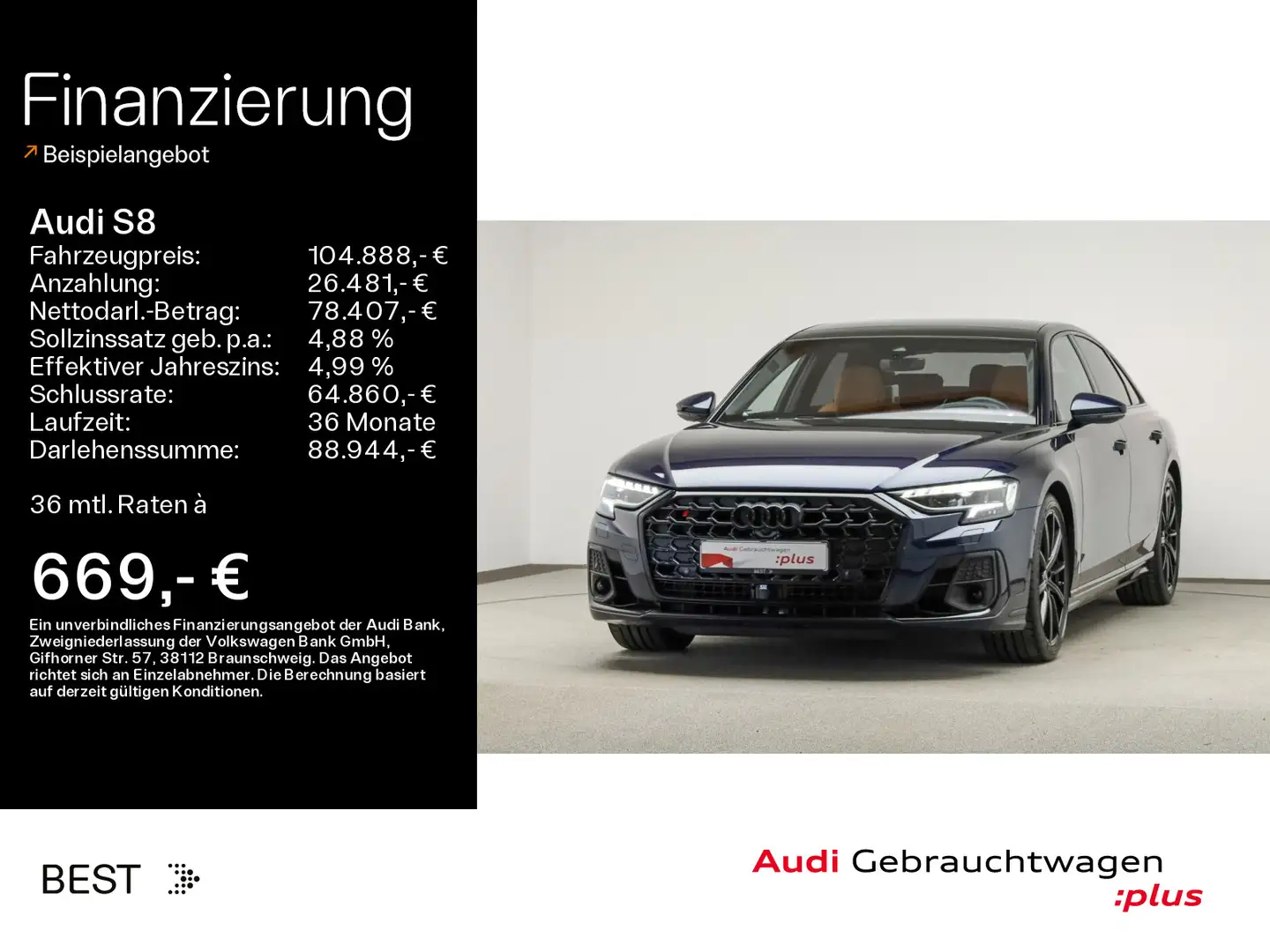 Audi S8 TFSI Digi Matrix*Pano*Assist*HUD*B&O Burdeos - 1