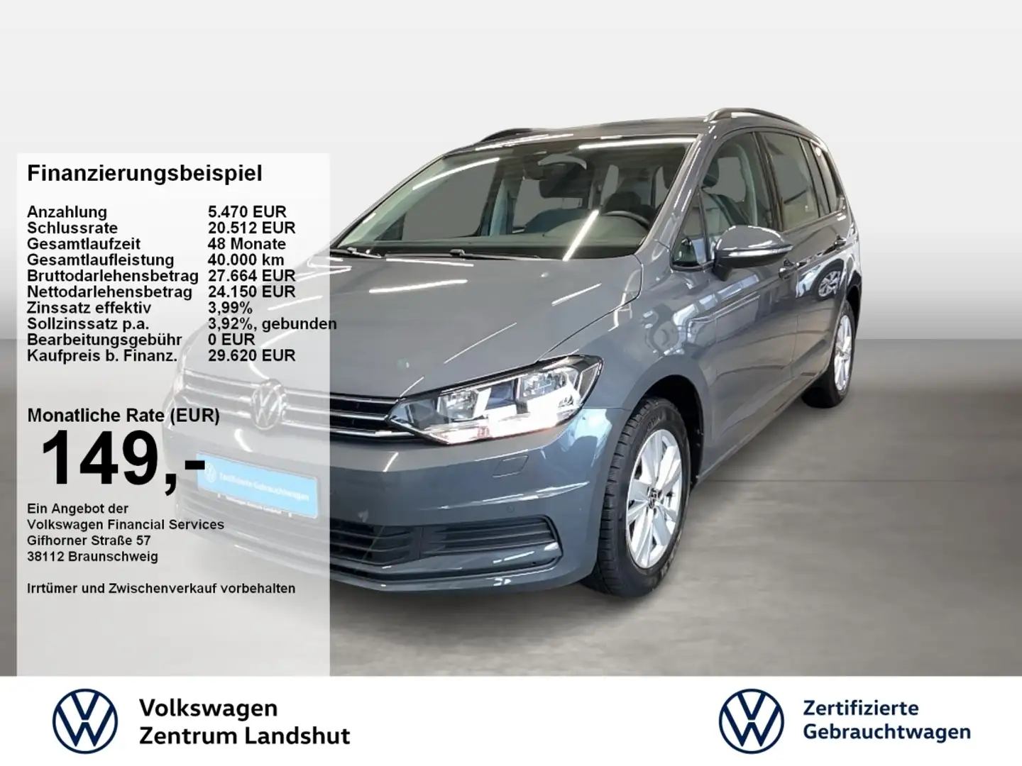 Volkswagen Touran 1.5 TSI Comfortline ACC SpurH Virtual Grigio - 1