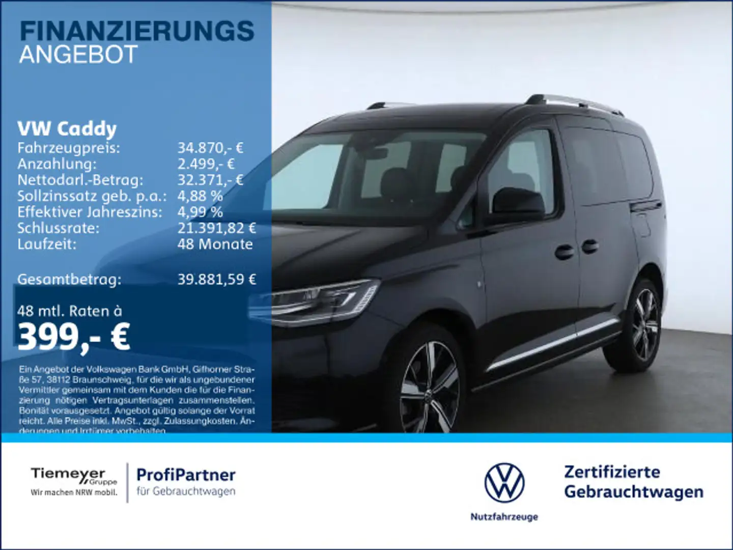 Volkswagen Caddy DSG STYLE STD.HZ LM18 PANO AHK ACC KAMERA Schwarz - 1