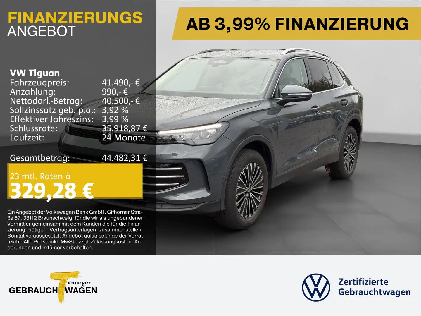 Volkswagen Tiguan 2.0 TDI DSG 4M ELEGANCE AHK NAVI KAMERA H Grau - 1
