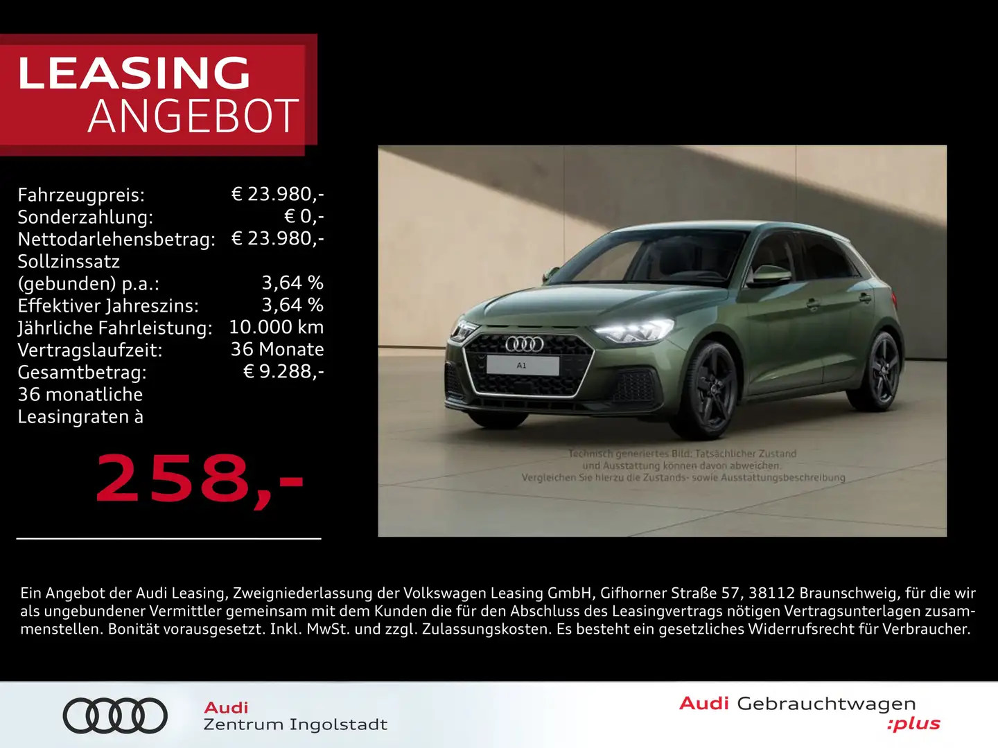 Audi A1 Sportback 30 TFSI LED NAVI virt. 17" Advanced Verde - 1