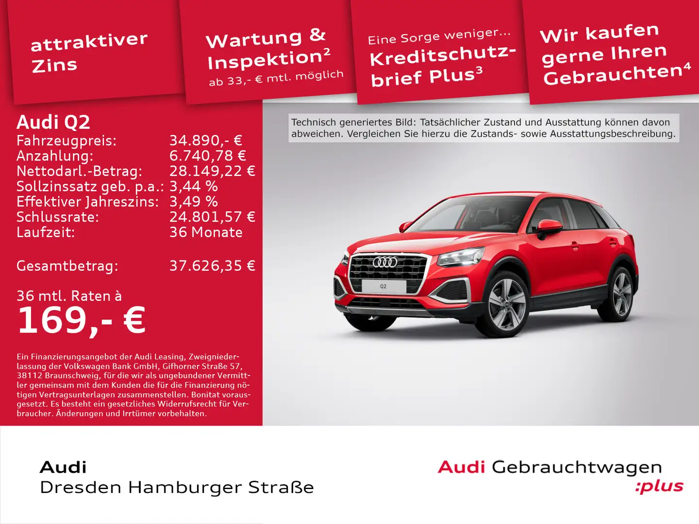 Audi Q2 35 TDI Advanced Matrix Navi AHZV S tronic Rot - 1