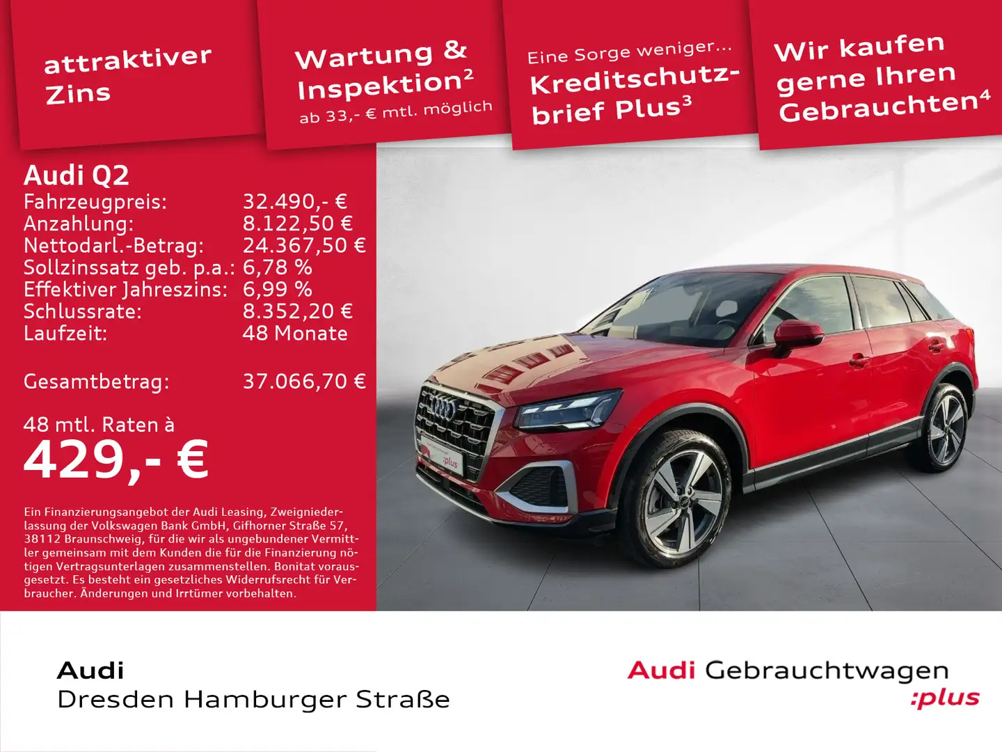 Audi Q2 35 TDI Advanced Matrix Navi AHZV S tronic Rot - 1