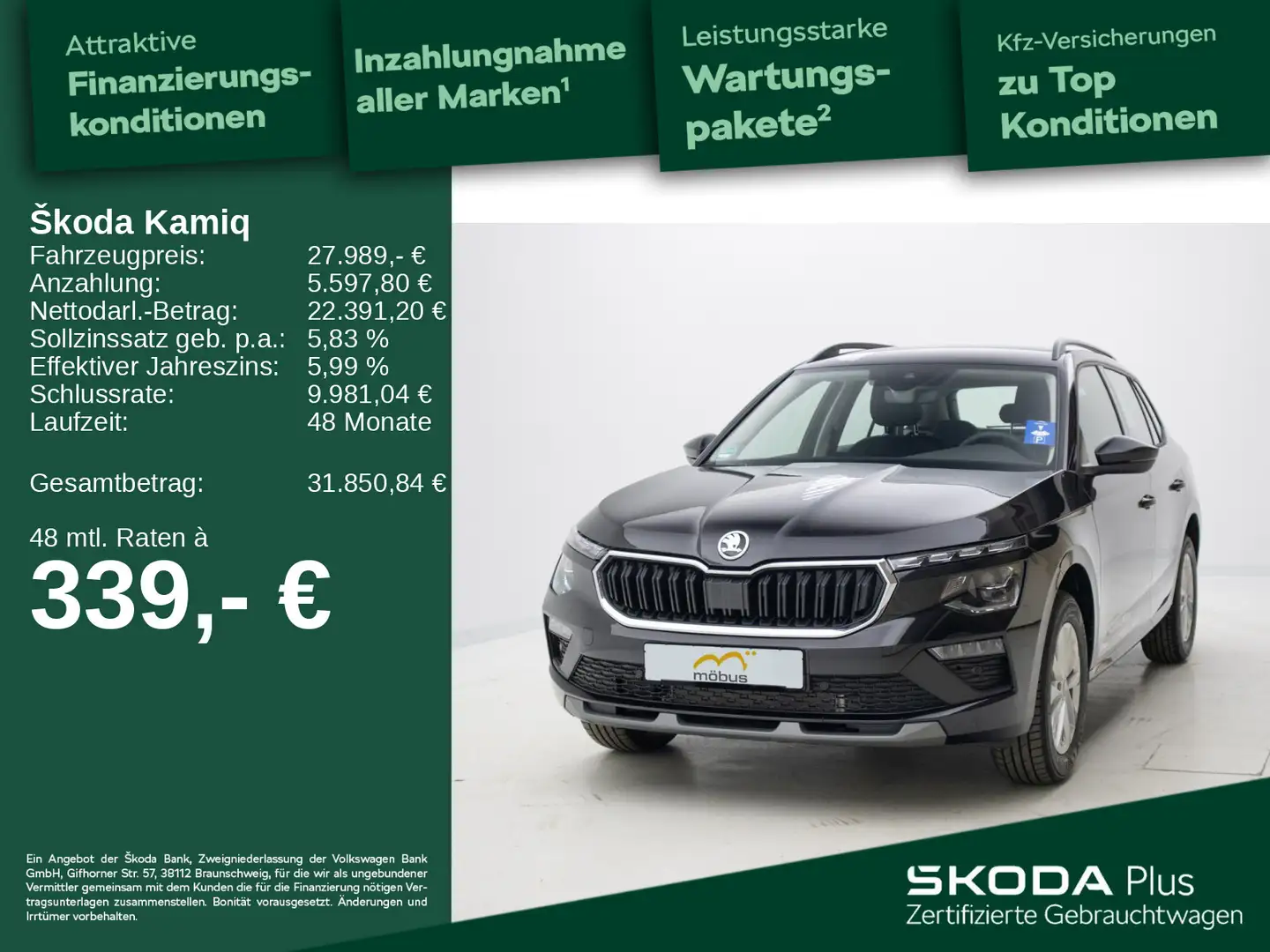Skoda Kamiq Selection 1.0 TSI DSG*AHZV*LHZ*VC*LED Schwarz - 1