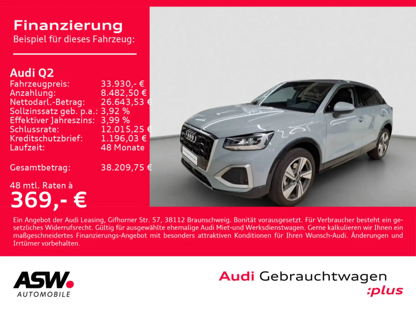 Audi Q2 advanced 35TDI Stronic NAVI LED AHK RFK SHZ Grau - 1