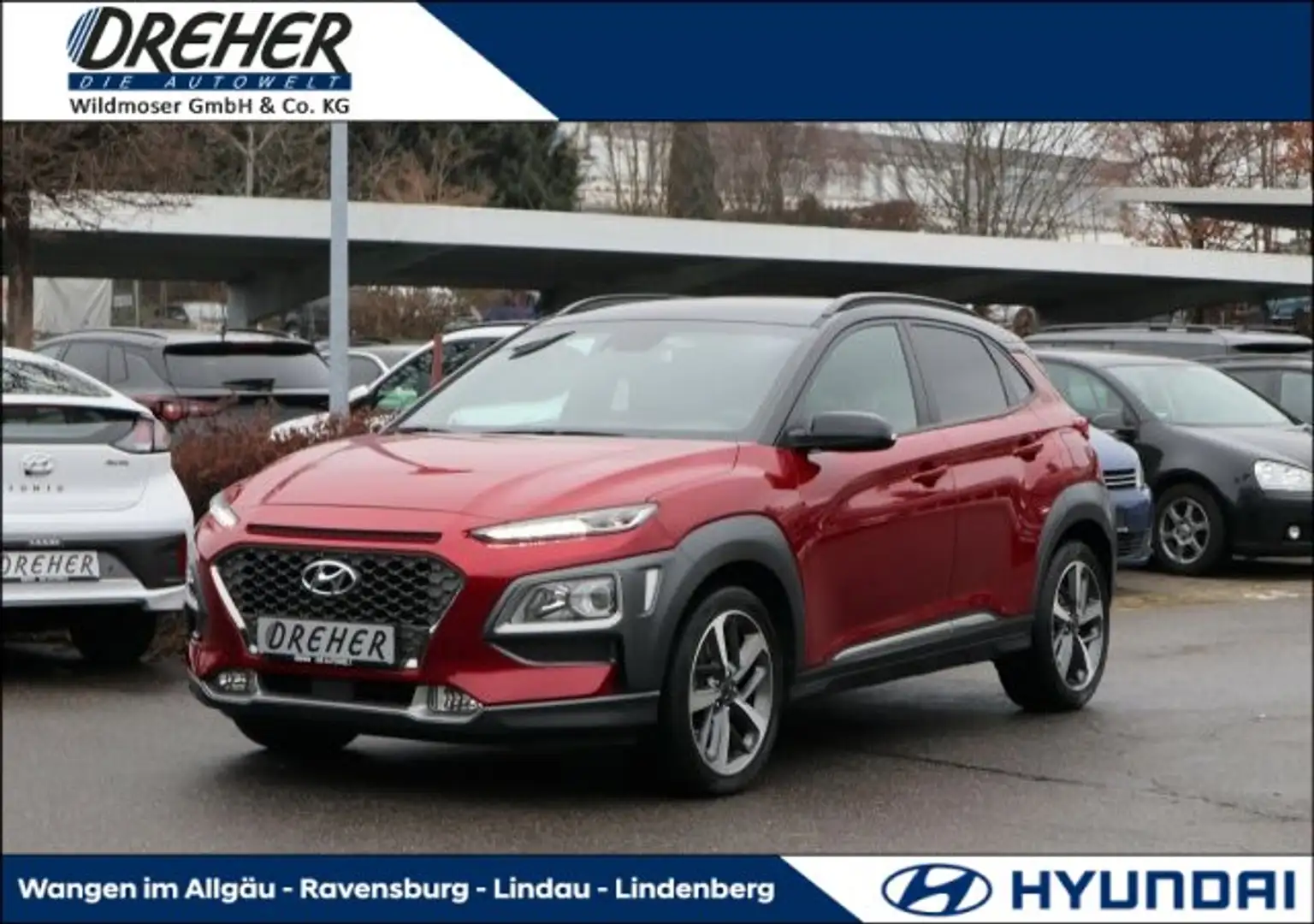 Hyundai KONA Kona 1.6 T-GDI Style 4WD Navi/Autom./Klima/eFH. Rot - 1
