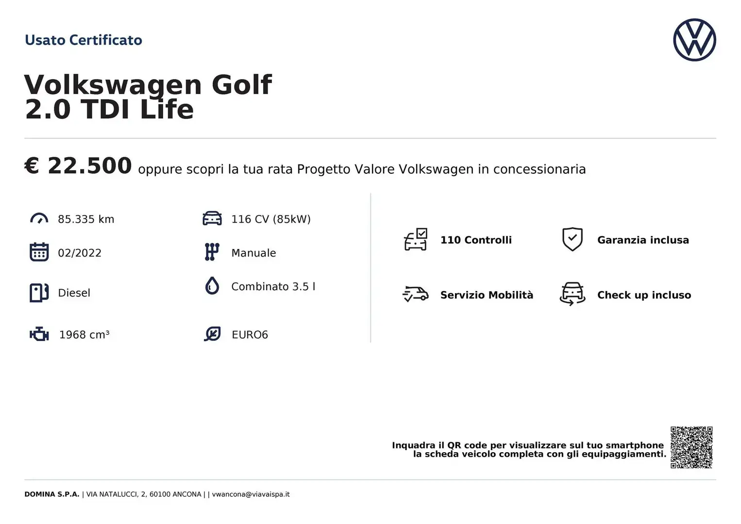 Volkswagen Golf 2.0 TDI Life Grigio - 2