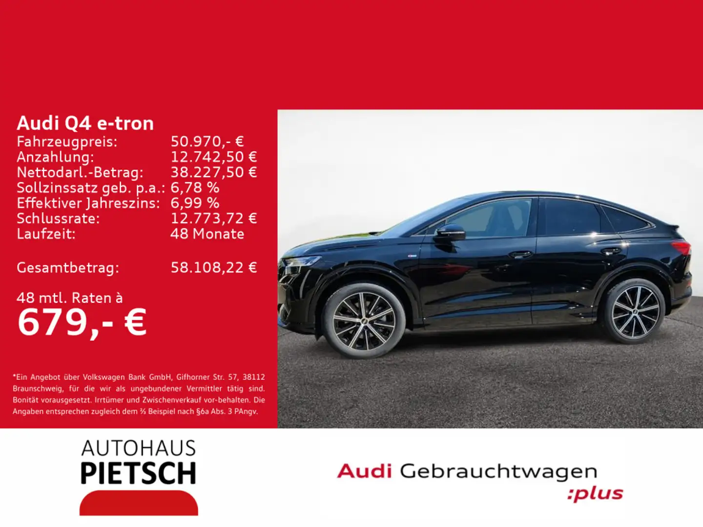 Audi Q4 e-tron Sportback 45 quattro S line Matrix AHK Noir - 1