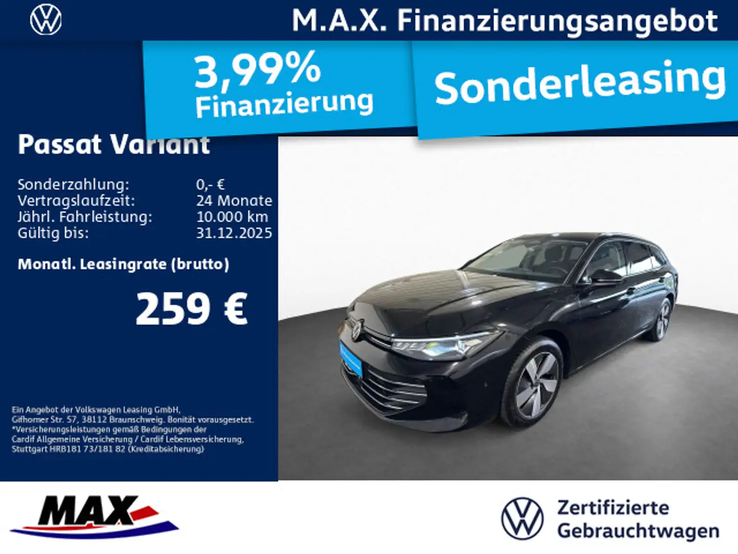 Volkswagen Passat Variant 2.0 TDI DSG BUSINESS +AHK+KAMERA+ Schwarz - 1