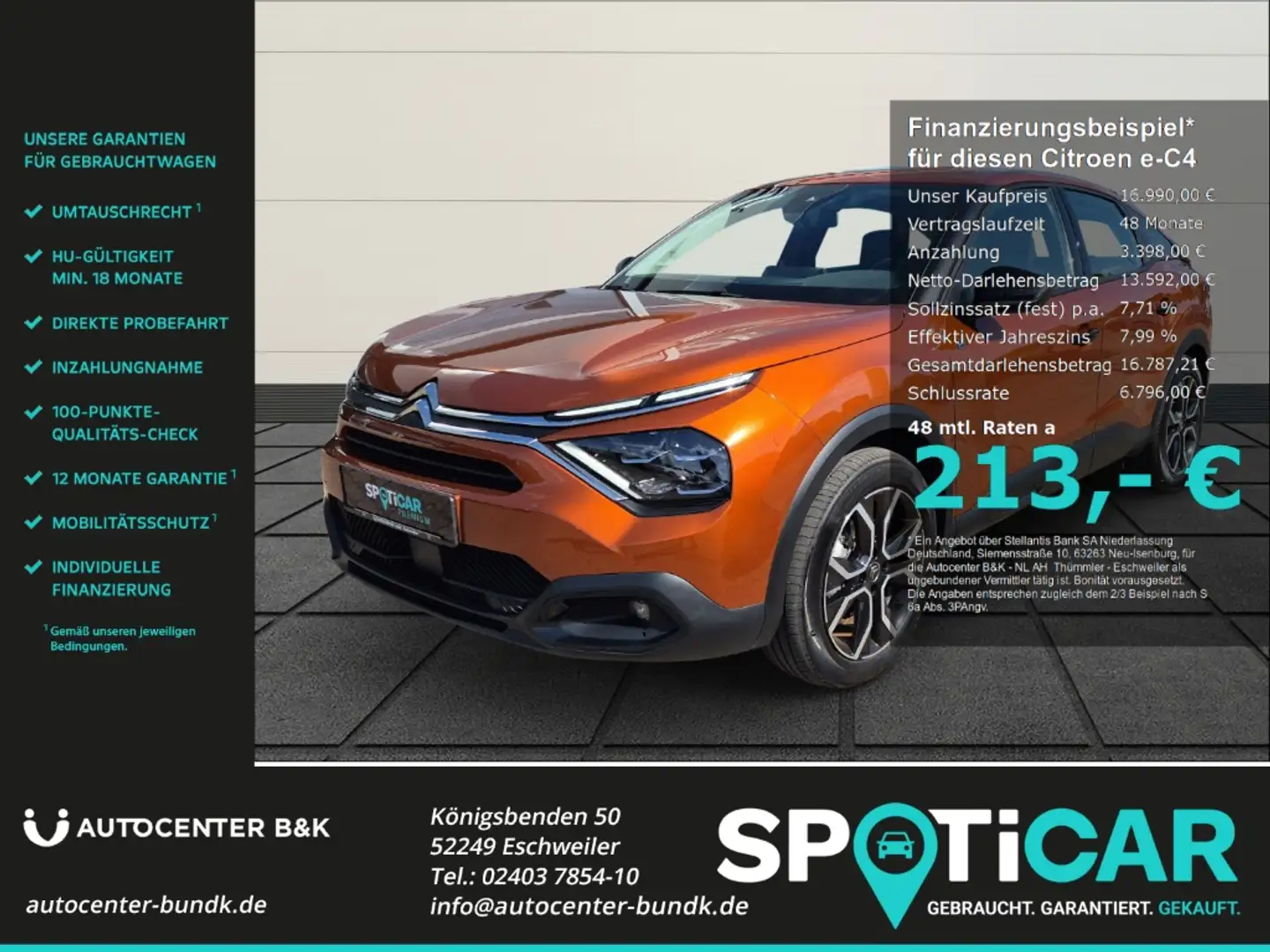 Citroen E-C4 Electric 136 FEEL SHZ Kamera Apple CarPlay Android Auto Braun - 1