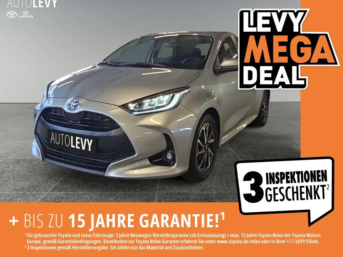 Toyota Yaris 1.5 Team D +Allwetter+CarPlay+SitzHeiz.+PDC Grau - 1
