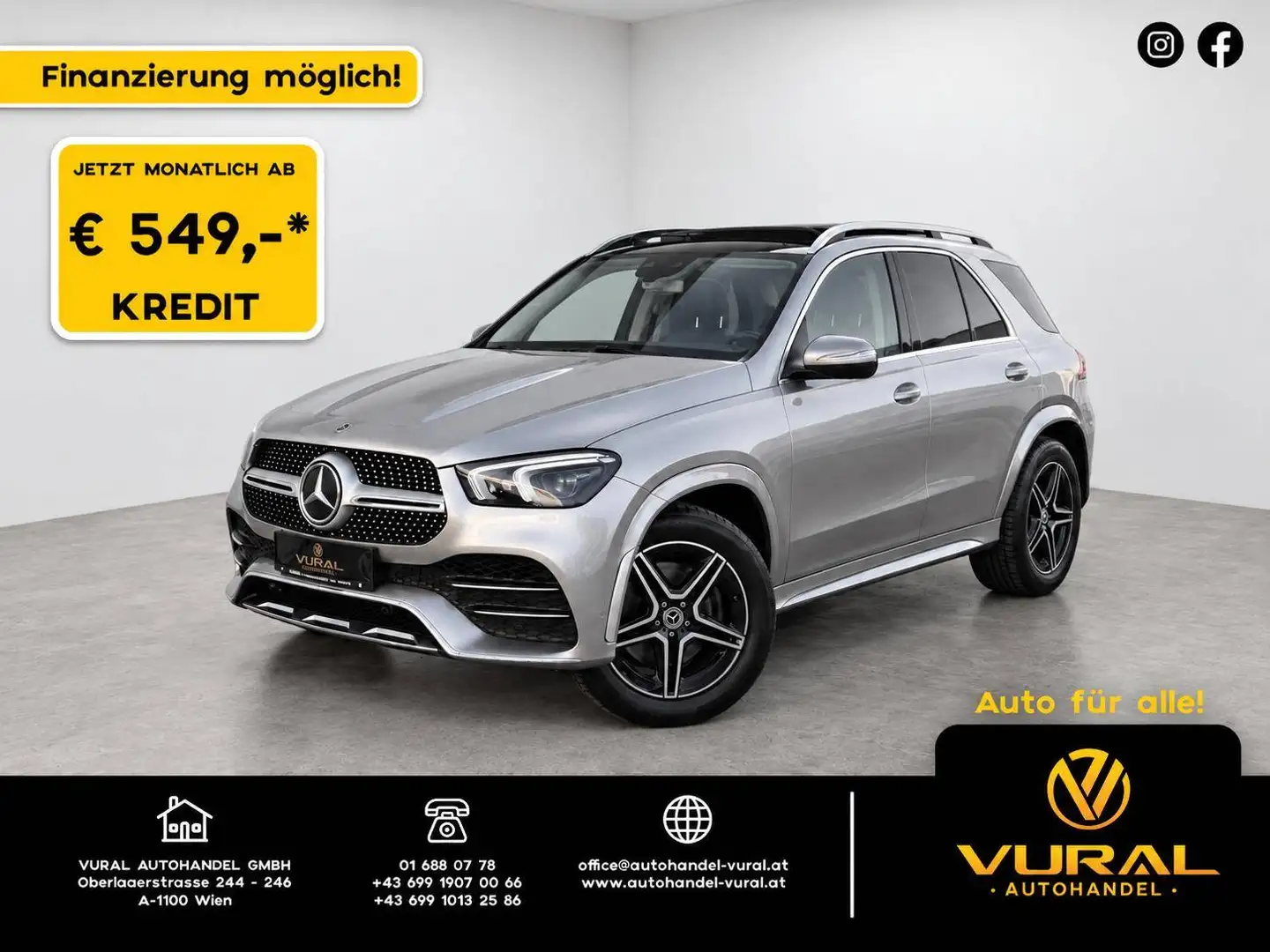 Mercedes-Benz GLE 350 GLE 350 d AMG Line 4Matic |Panorama-Schiebedach| TotwinkelPark-Paket mit 360° K Grau - 1