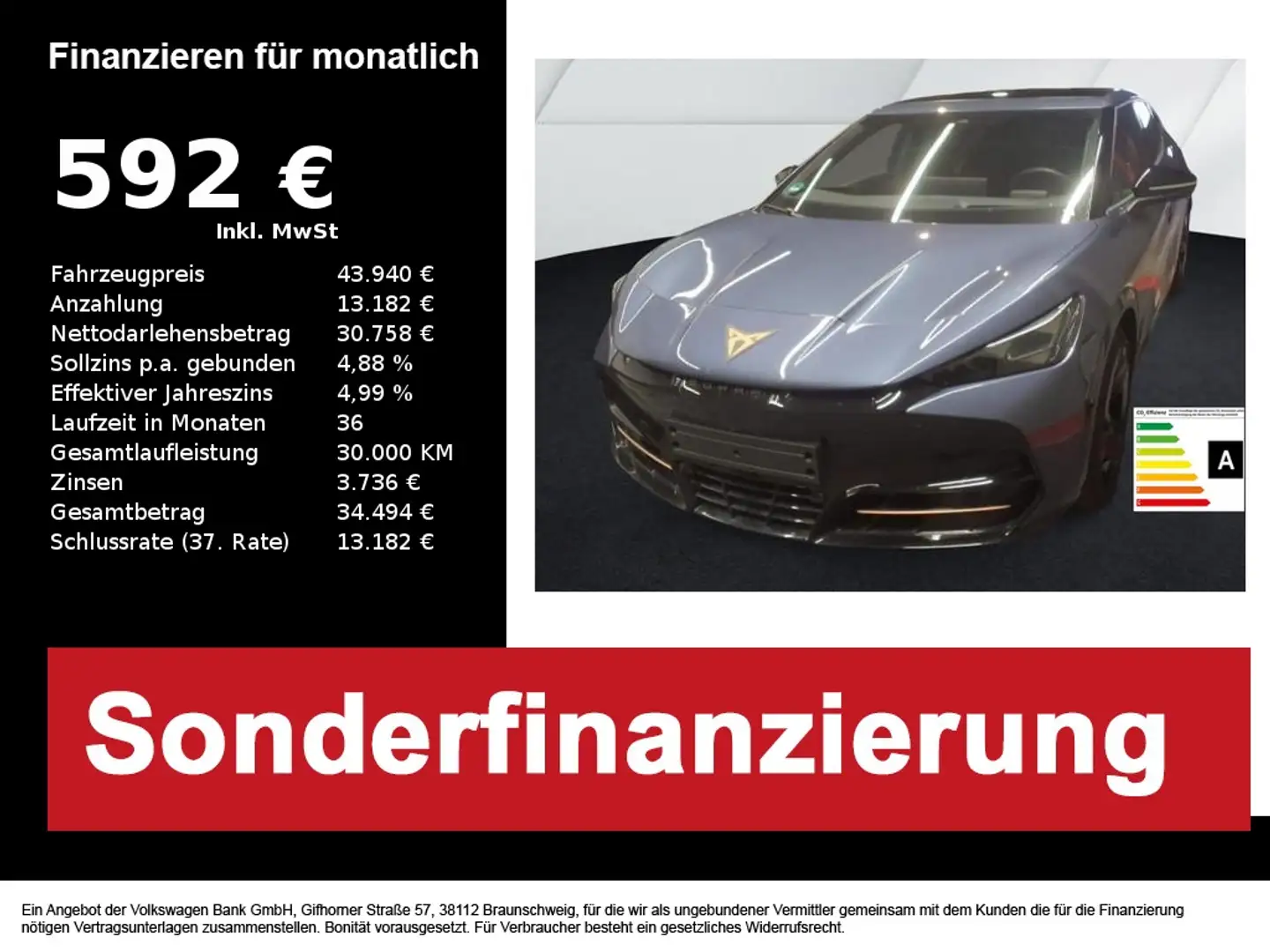 CUPRA Tavascan VZ 4Drive 82-kWh+ACC+HUD+MATRIX+GLASDACH Bleu - 1