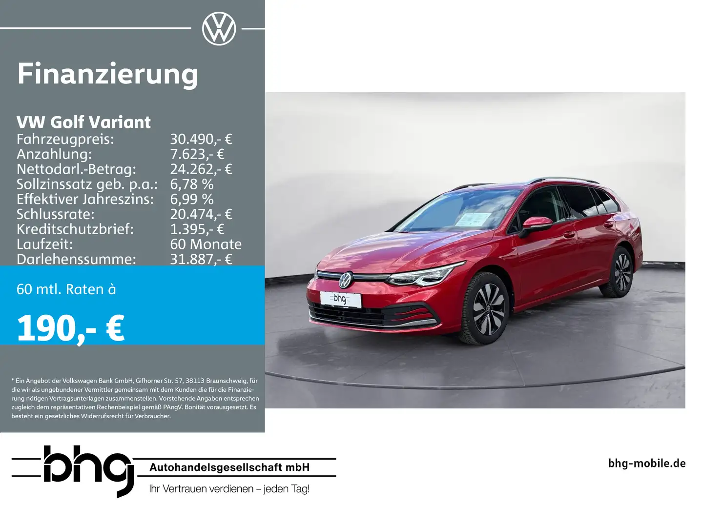 Volkswagen Golf Variant 1.5 eTSI Life DSG IQ.LIGHT PANO HUD Rot - 1