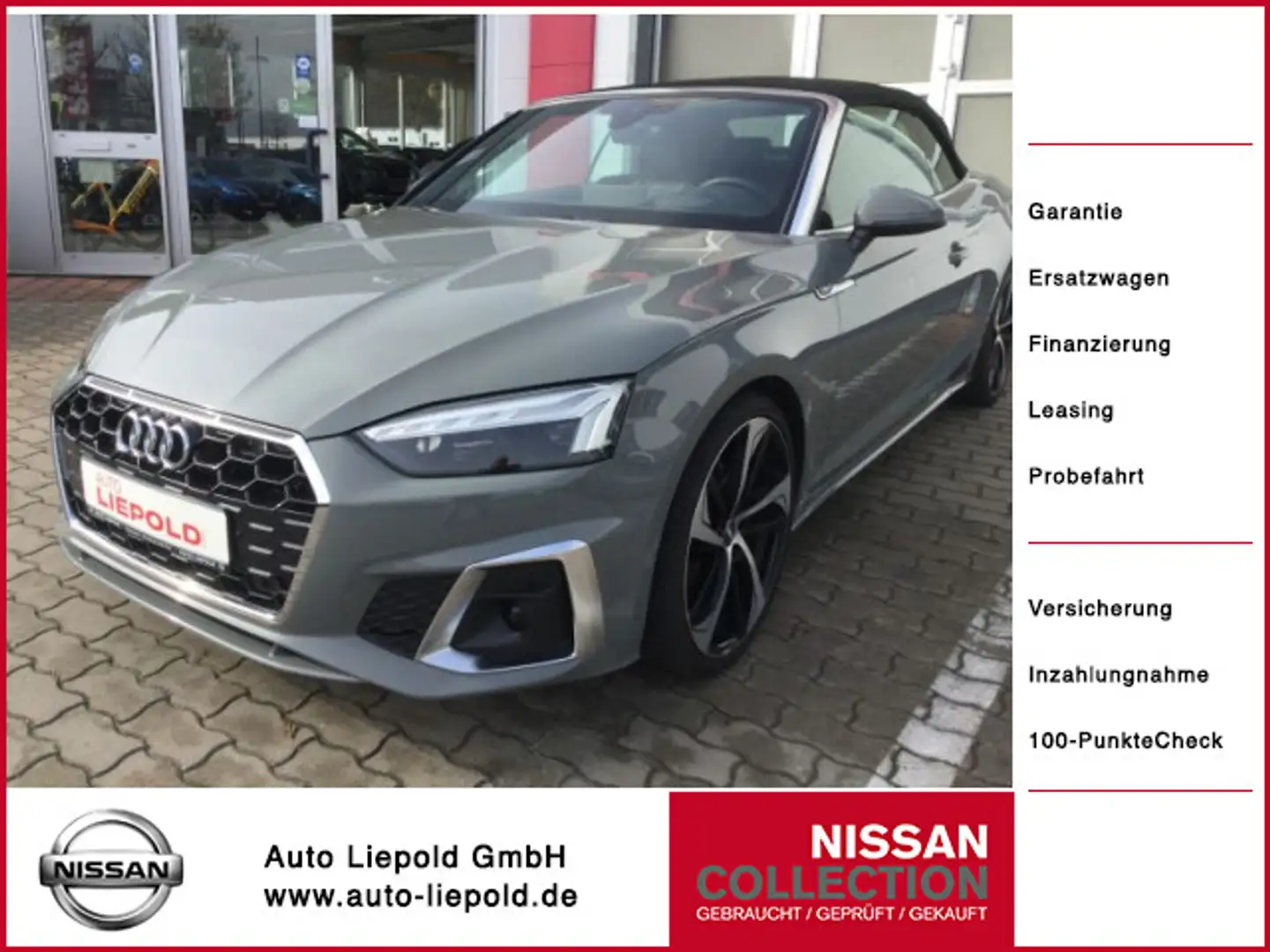 Audi A5 A5 2.0 Cabriolet 40 TFSI S line Gris - 1