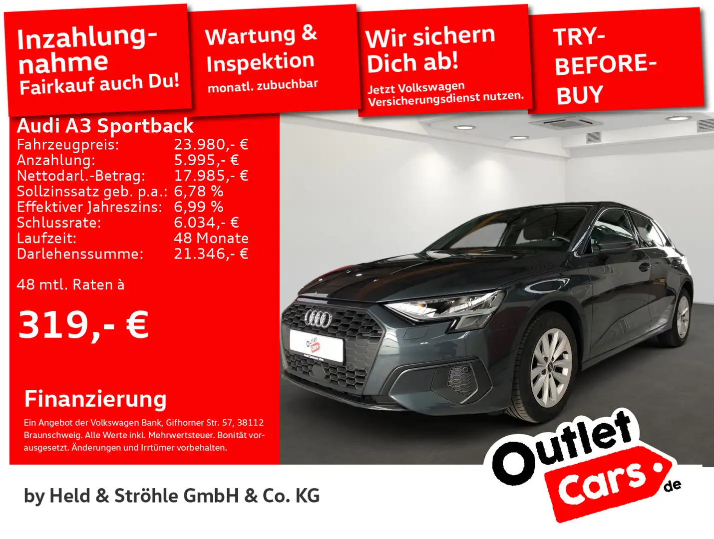 Audi A3 35 TDI S tronic ACC NAV+ VIRTUAL Grijs - 1