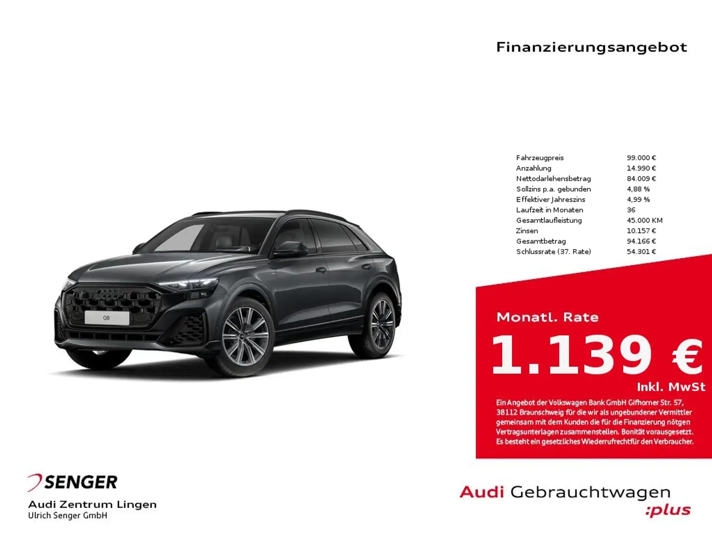 Audi Q8 SUV 55 TFSI quattro Memory Matrix-LED 21" Grau - 1
