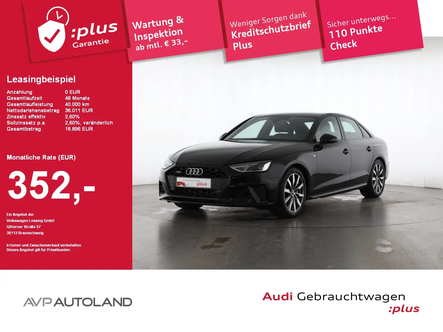 Audi A4 Limousine 40 TFSI quattro S tronic S line Nero - 1