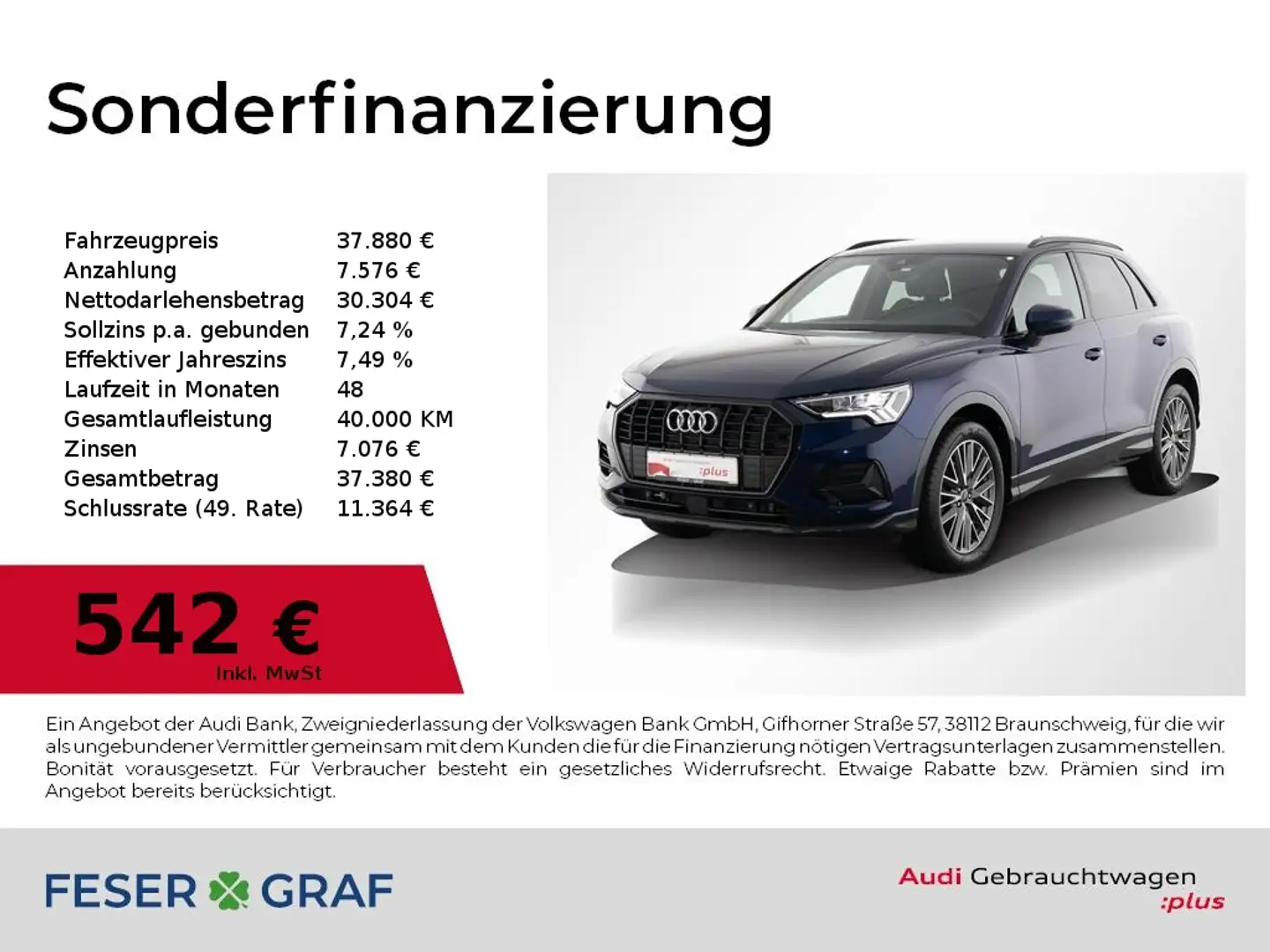 Audi Q3 35 TDI advanced S tronic AHK/ Navi Plus / Rückfahr Blau - 1