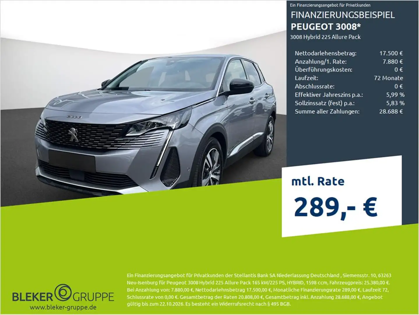 Peugeot 3008 Hybrid 225 Allure Pack Grau - 1
