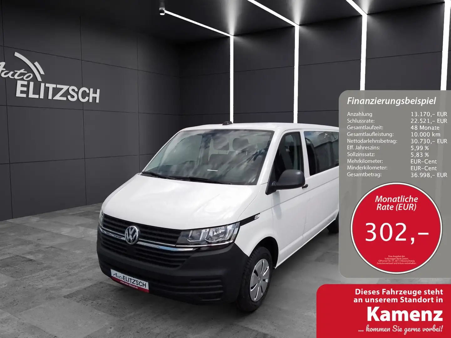Volkswagen T6 Kombi T6.1 TDI 9-Sitzer LR Klima PDC SH Weiß - 1