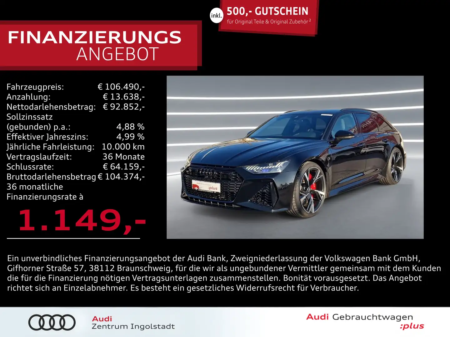 Audi RS6 Avant LASER RS-AGA STHZG 22" AHK RS-Sitz B&O Schwarz - 1