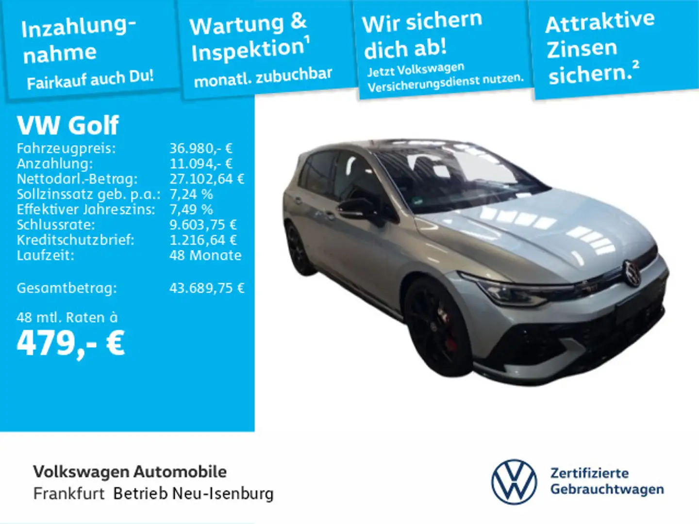 Volkswagen Golf GTI Golf VIII 2.0 TSI GTI Clubsport DSG Navi Rückfah Silber - 1