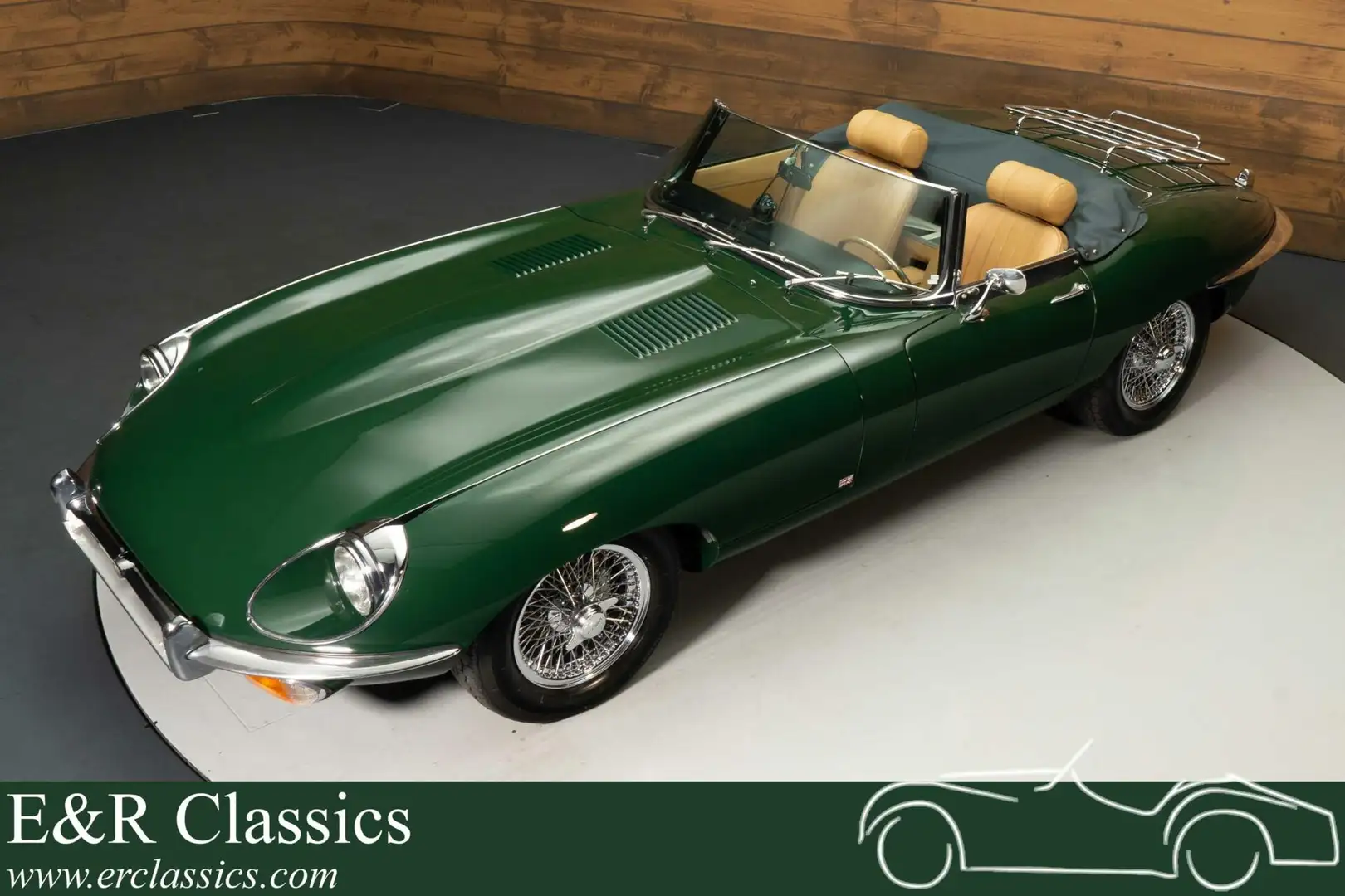 Jaguar E-Type S2 Cabriolet | Uitvoerig gerestaureerd | 1970 Зелений - 1