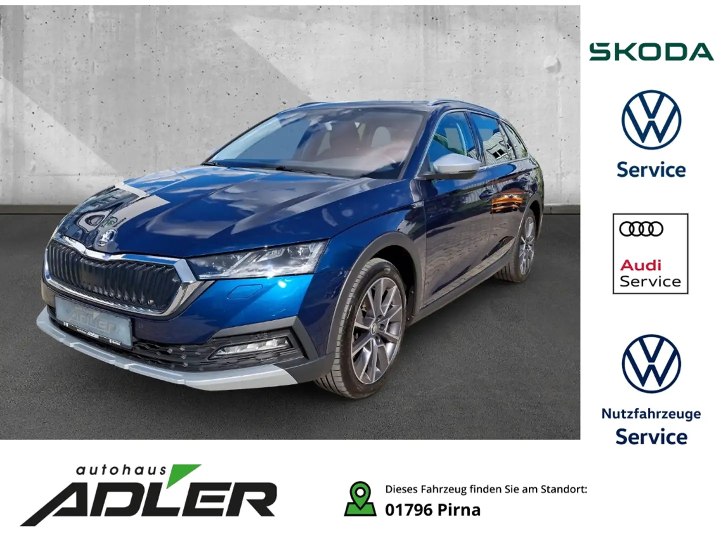 Skoda Octavia Combi Scout 4x4 2.0 TDI HUD El. Panodach Navi Digi Blauw - 1
