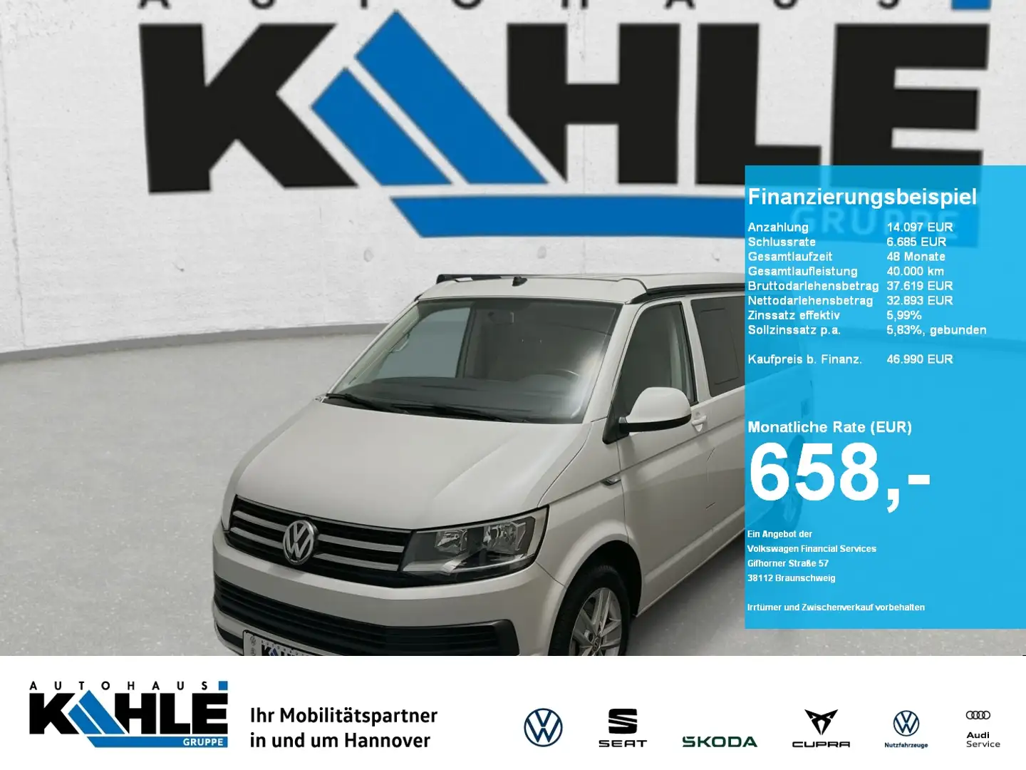 Volkswagen T6 California California Ocean 2.0 TDI DSG Black AHK Navi Weiß - 1