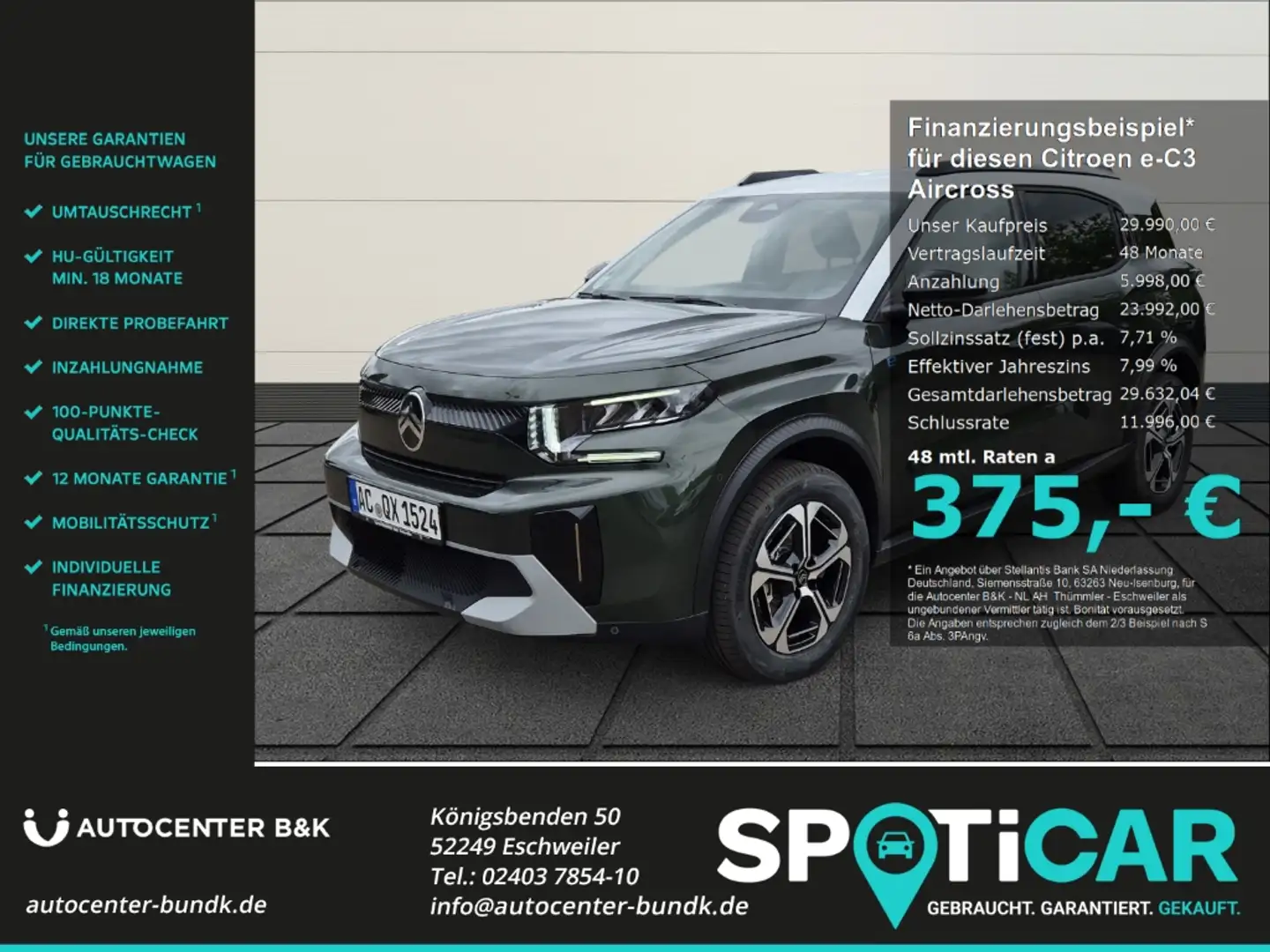 Citroen C3 Aircross 113 MAX 11-kW-Charger SHZ Frontscheibenheizung Grün - 1