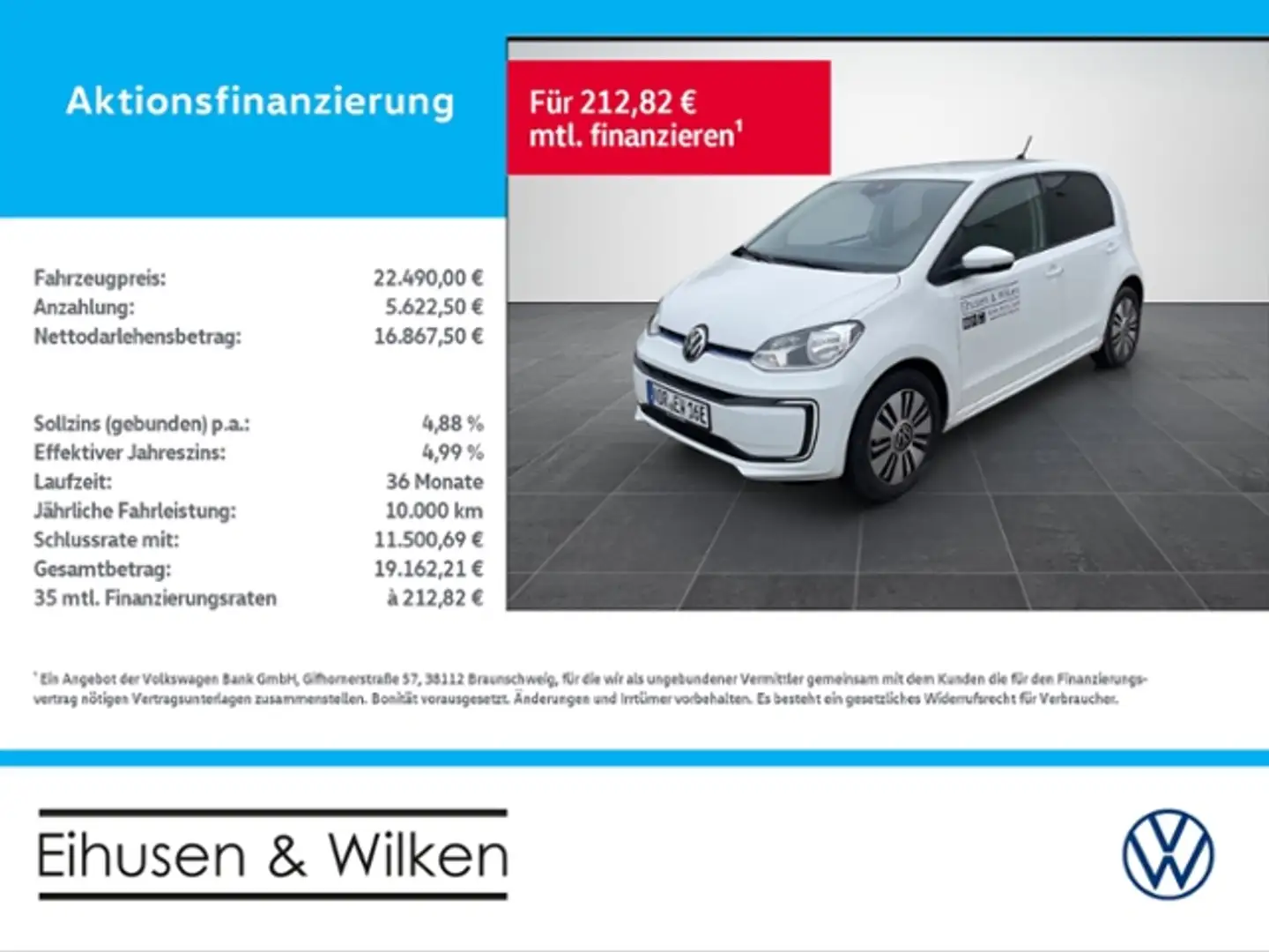 Volkswagen up! Edition 61 kW (83 PS) 32,3 kW Weiß - 1