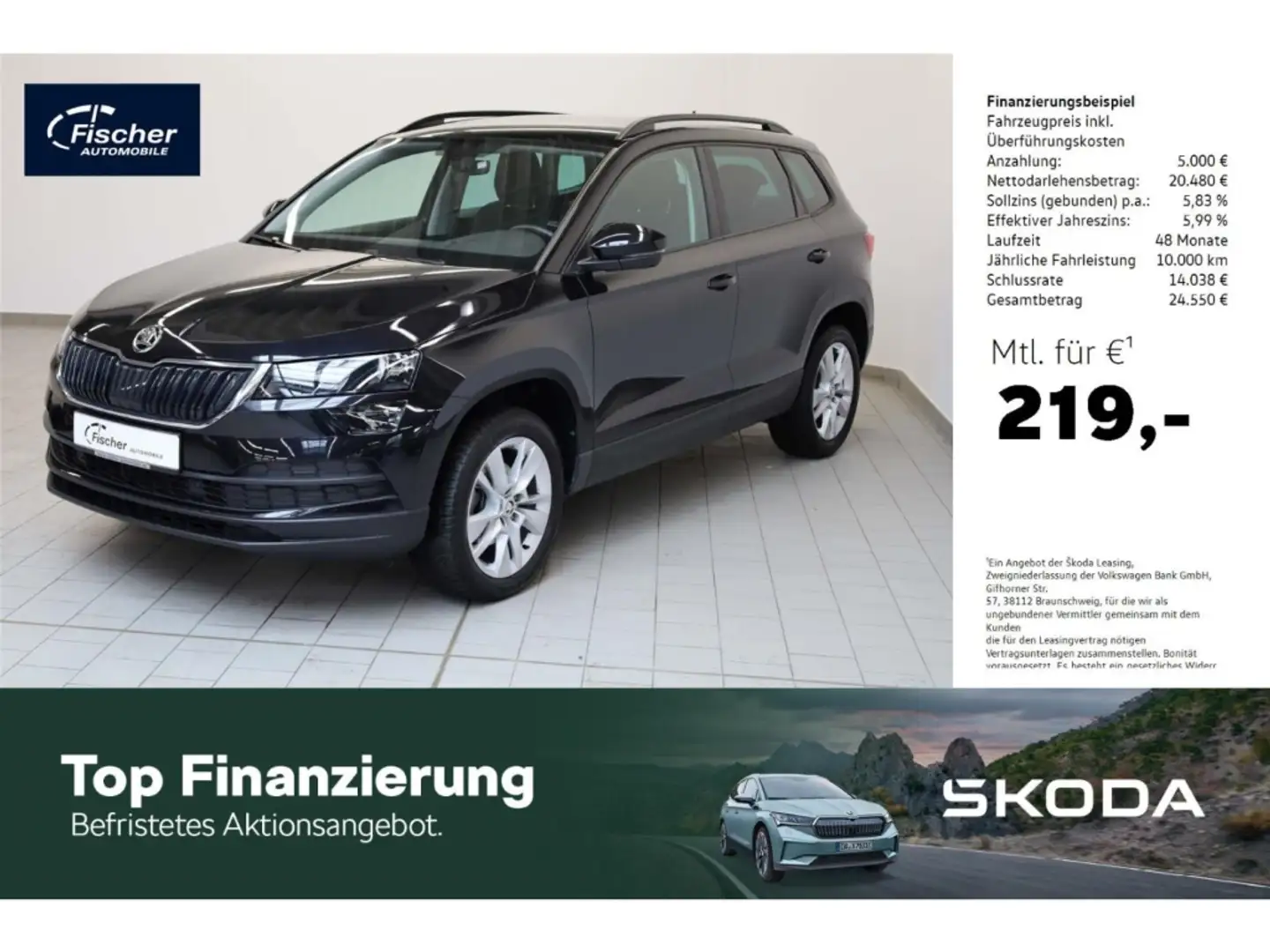 Skoda Karoq 1.5 TSI Ambition DSG NAV/RFK/Klima/DAB+ Schwarz - 1