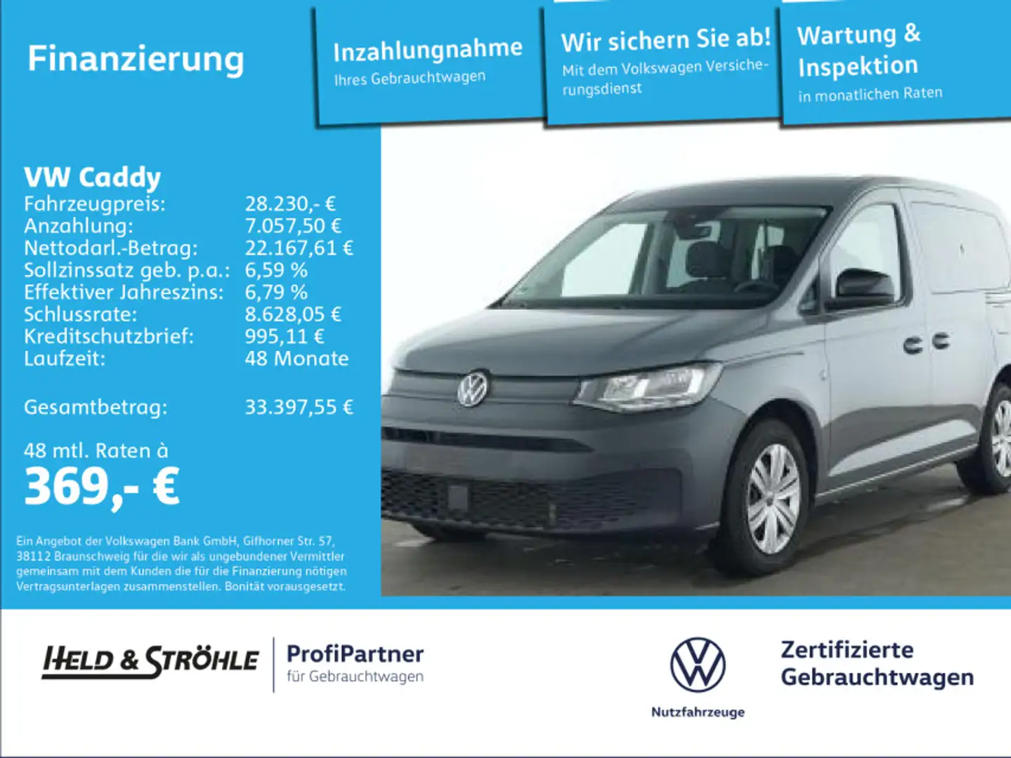 Volkswagen Caddy 1.5 TSI AHK CLIMATRONIC SHZ RFK 5J.GAR. Grau - 1